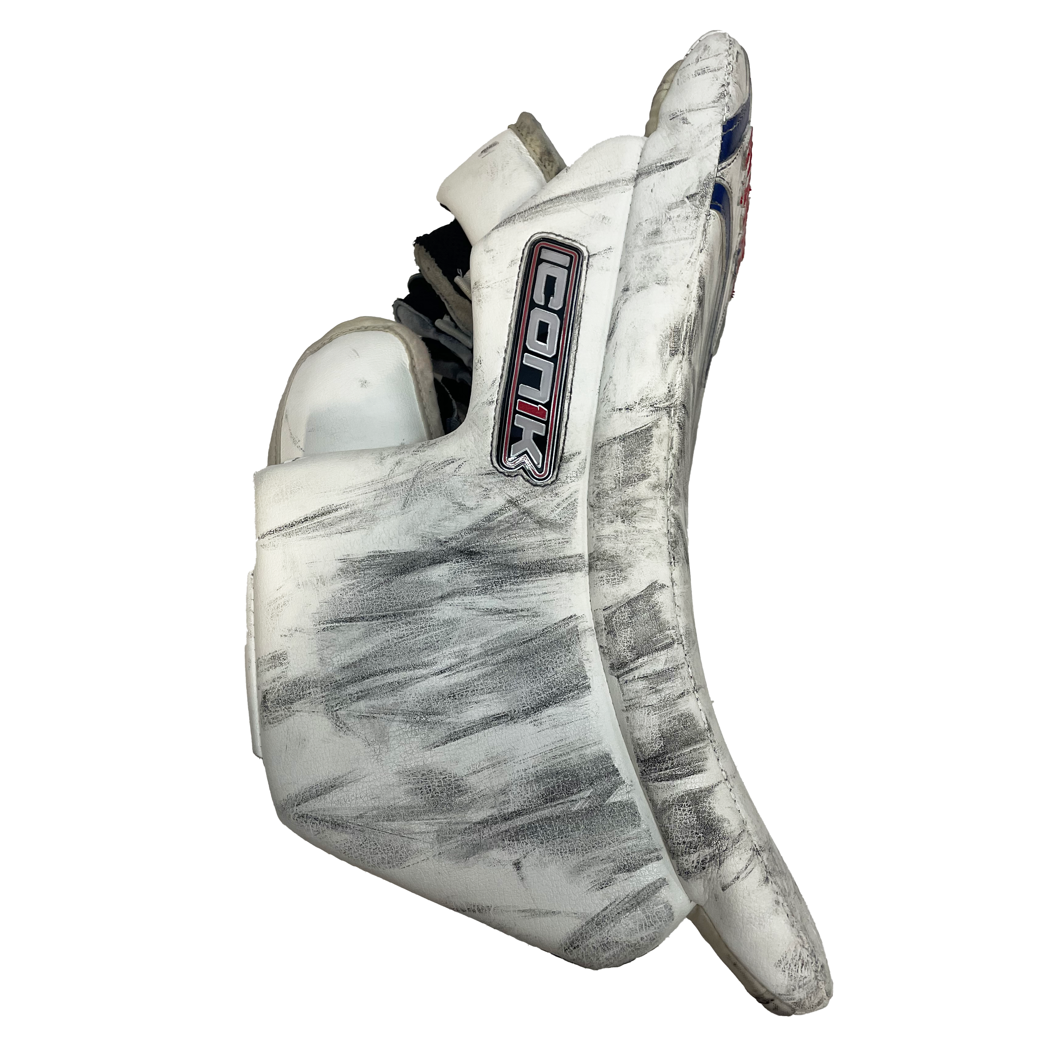 Brians Icon1k - Bloqueur de gardien Jake Allen NHL Pro Stock d'occasion - Canadiens de Montréal (blanc/bleu/rouge)