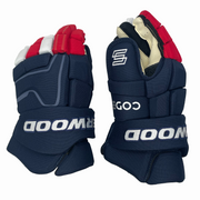 Sherwood Code Encrypt Pro – Gant NHL Pro Stock – Équipe USA 4-Nations LE (bleu marine/rouge/blanc)