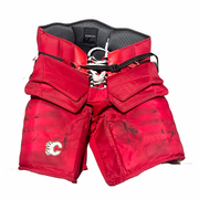 Vaughn Ventus - Used NHL Pro Custom Goalie Pants - Calgary Flames (Red/White/Yellow)