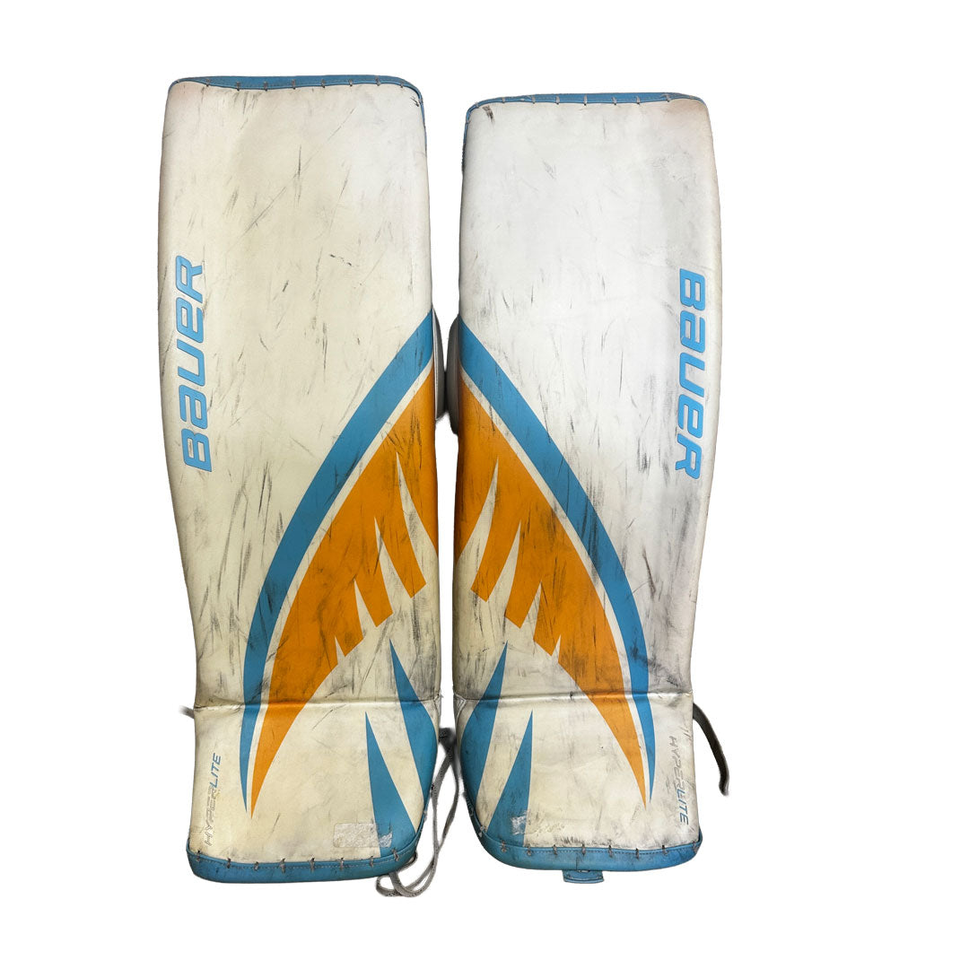 Bauer Vapor Hyperlite - Used Pro Stock Goalie Pads (White/Blue/Yellow) #2