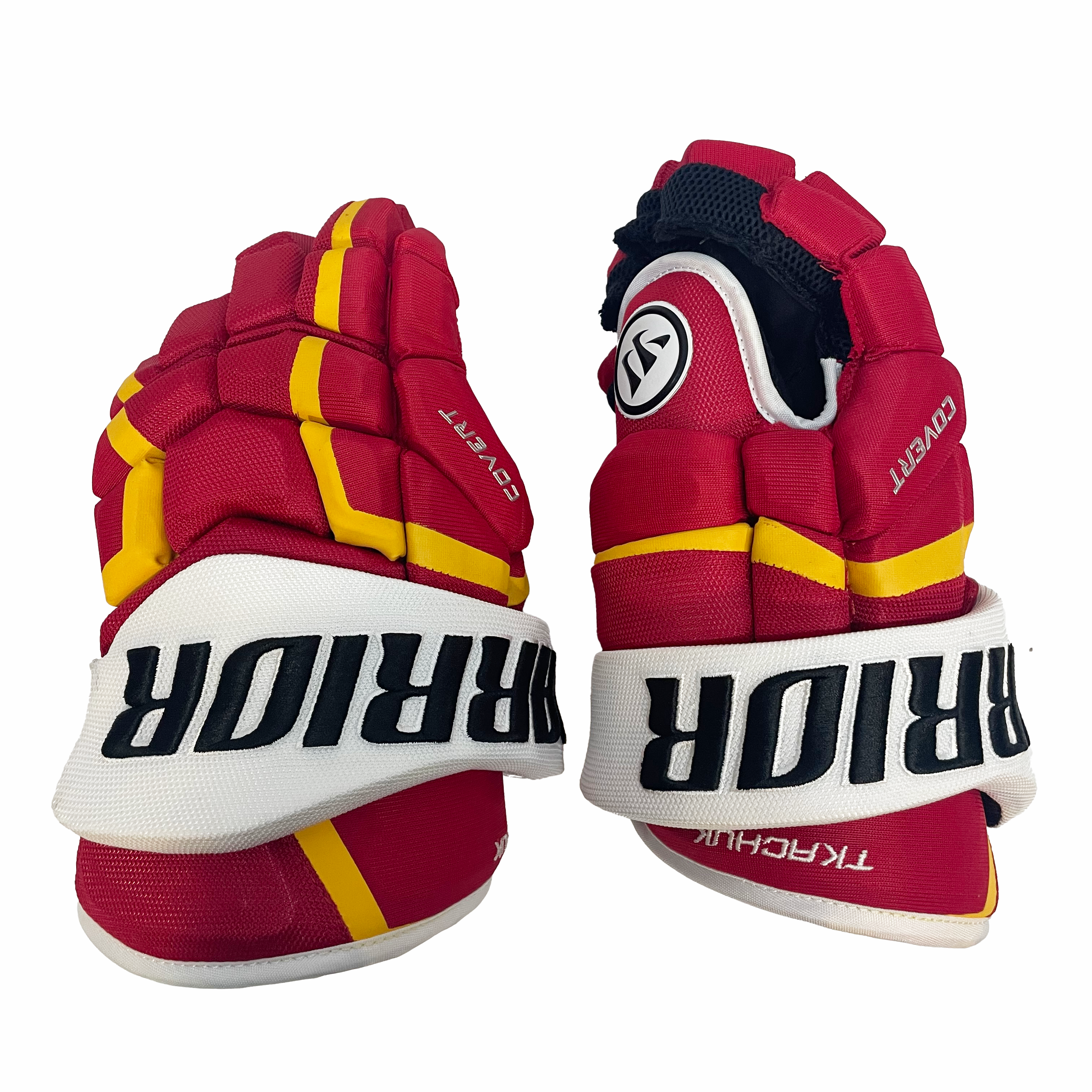 Warrior Covert QRL - NHL Pro Stock Glove - Matthew Tkachuk (Red/Yellow/White)