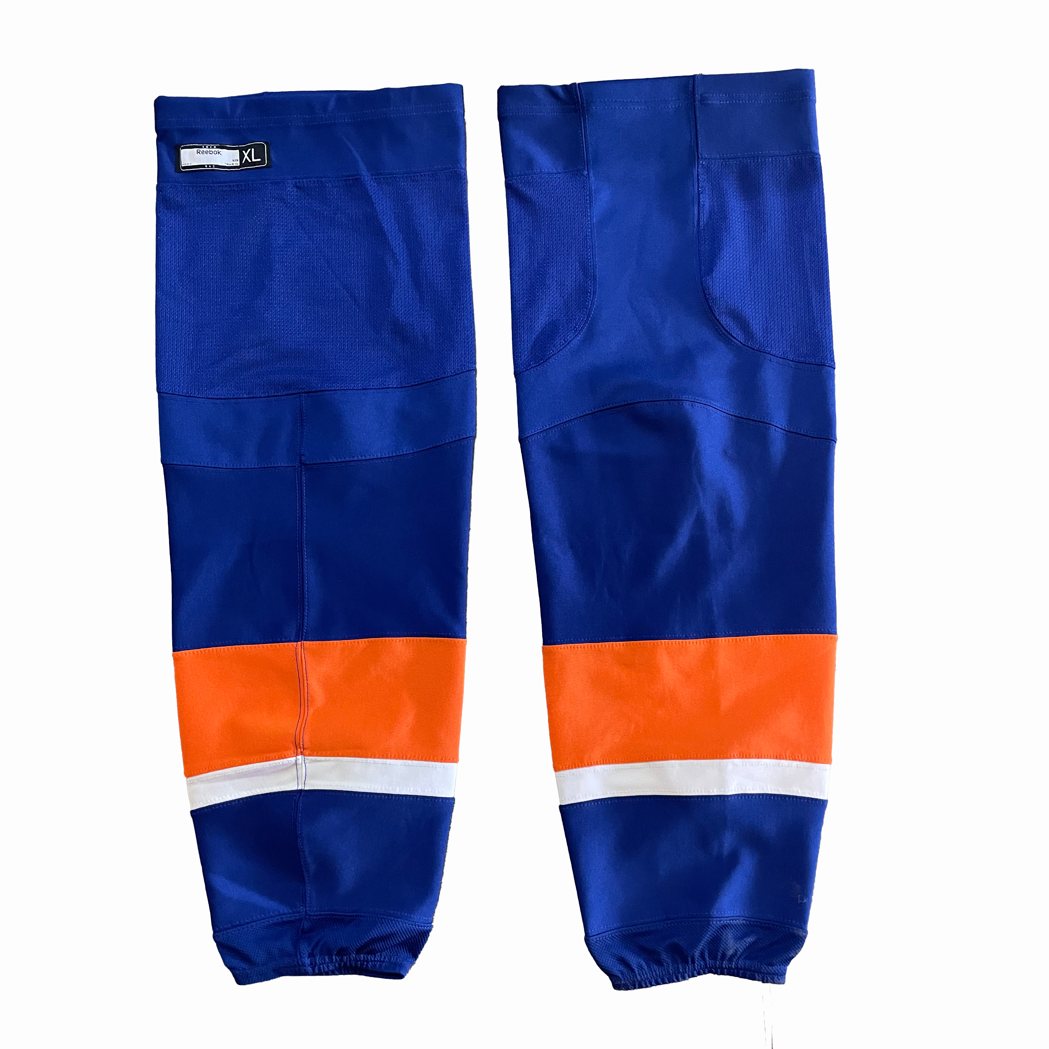 NHL - Used Reebok Pro Stock Hockey Socks - New York Islanders (Blue/Orange/White)