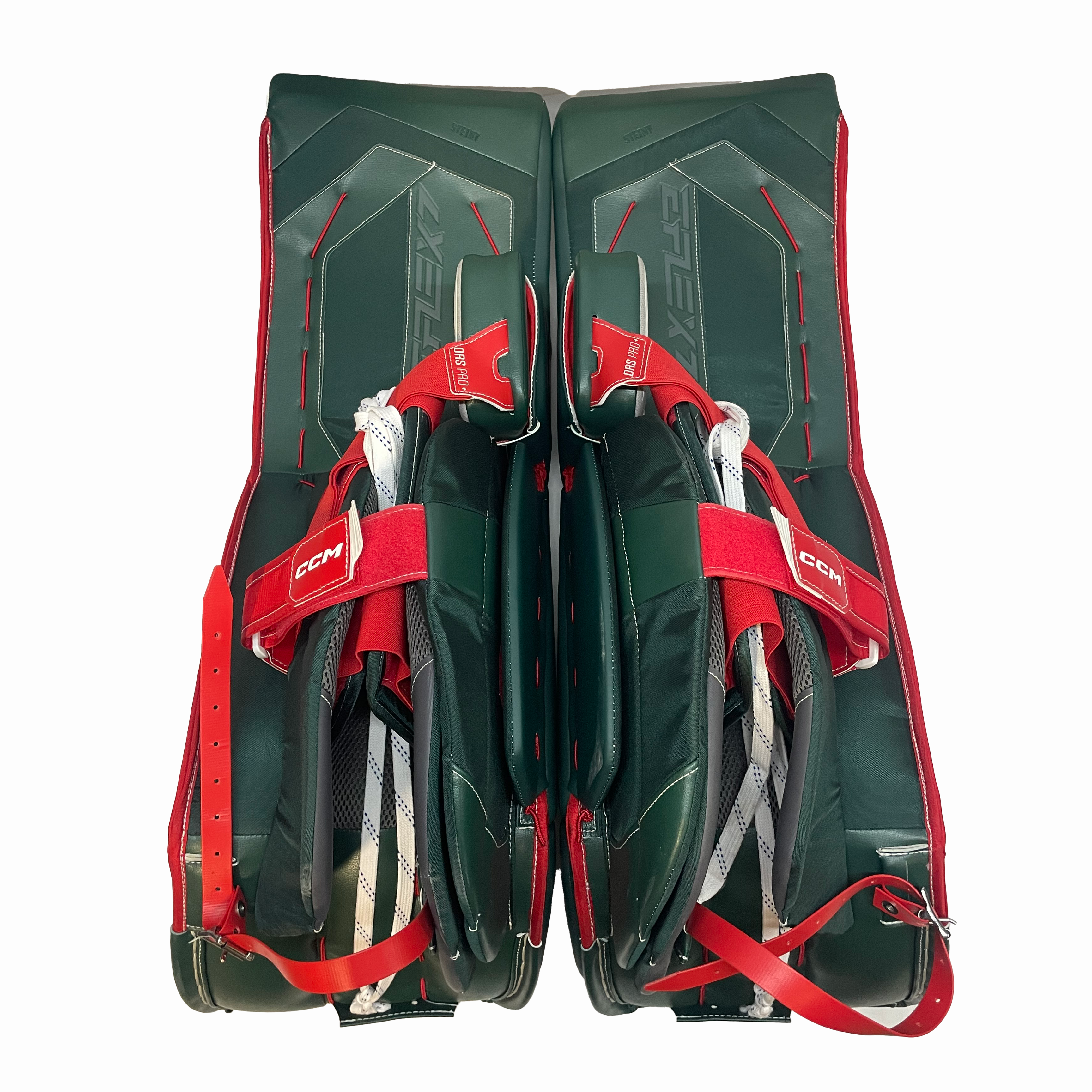 CCM Extreme Flex 7 Pro - CHL Pro Stock Goalie Pads (White/Red/Green)