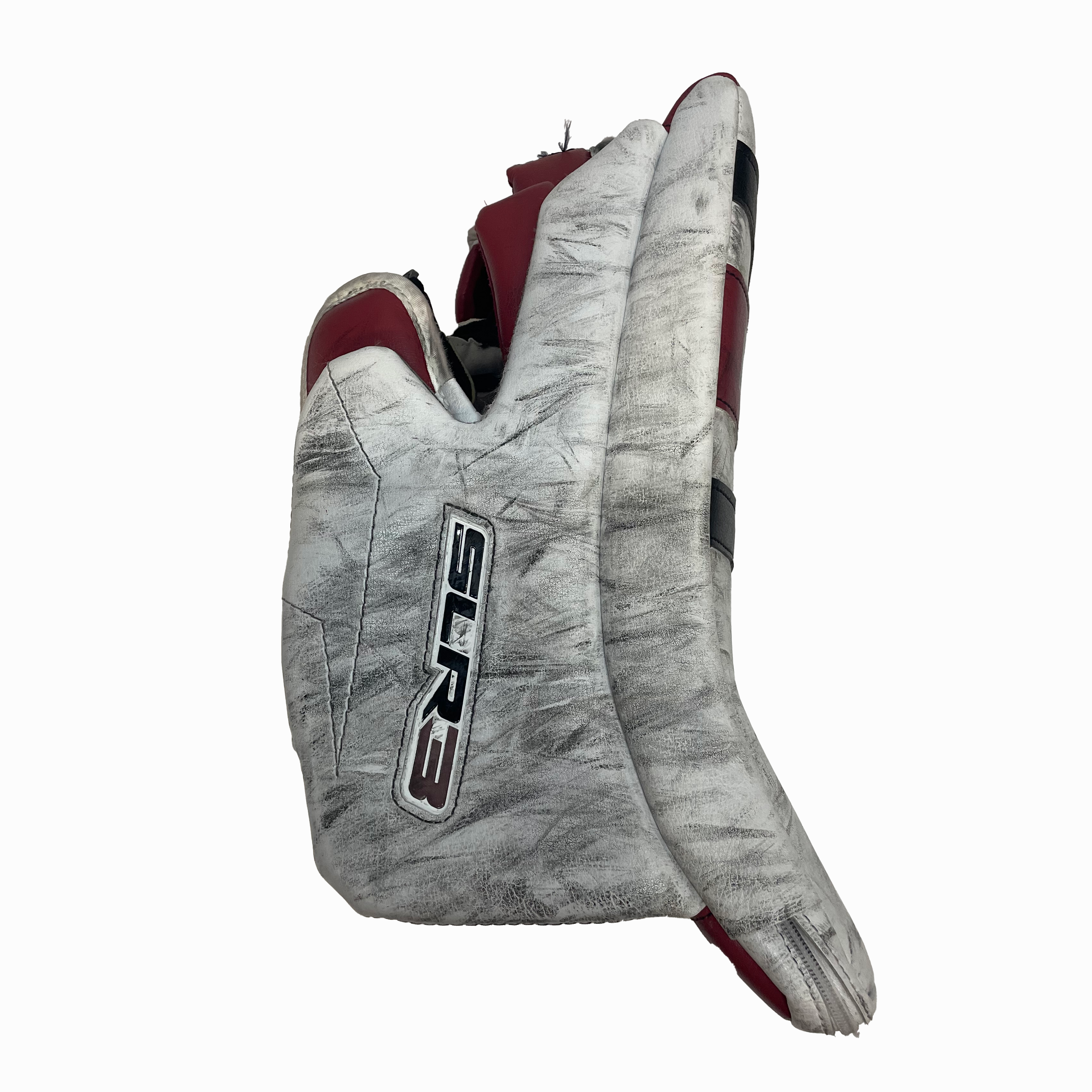 Vaughn Ventus SLR3 - Used Pro Stock Goalie Blocker (White/Maroon/Black)
