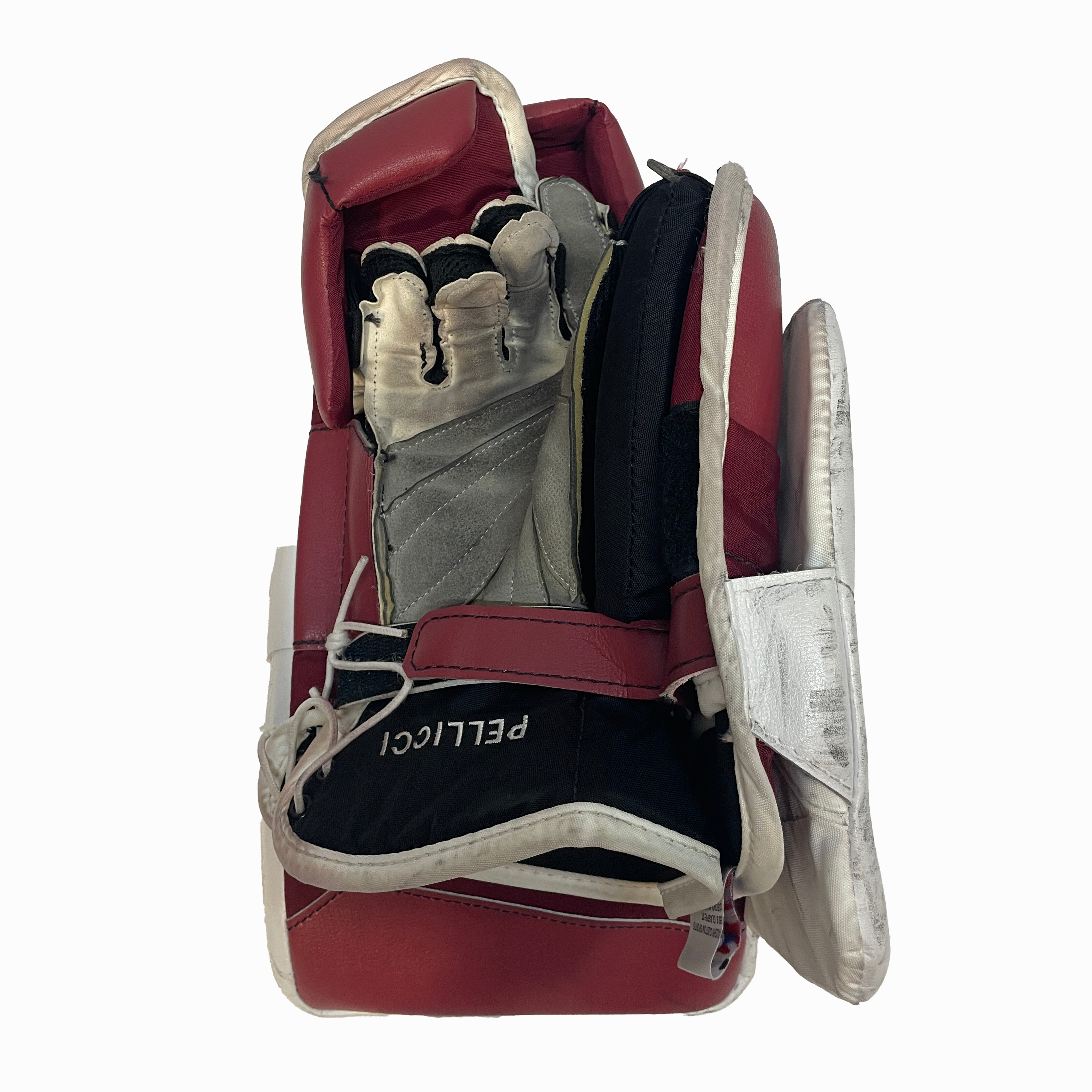 Vaughn Ventus SLR3 - Used Pro Stock Goalie Blocker (White/Maroon/Black)