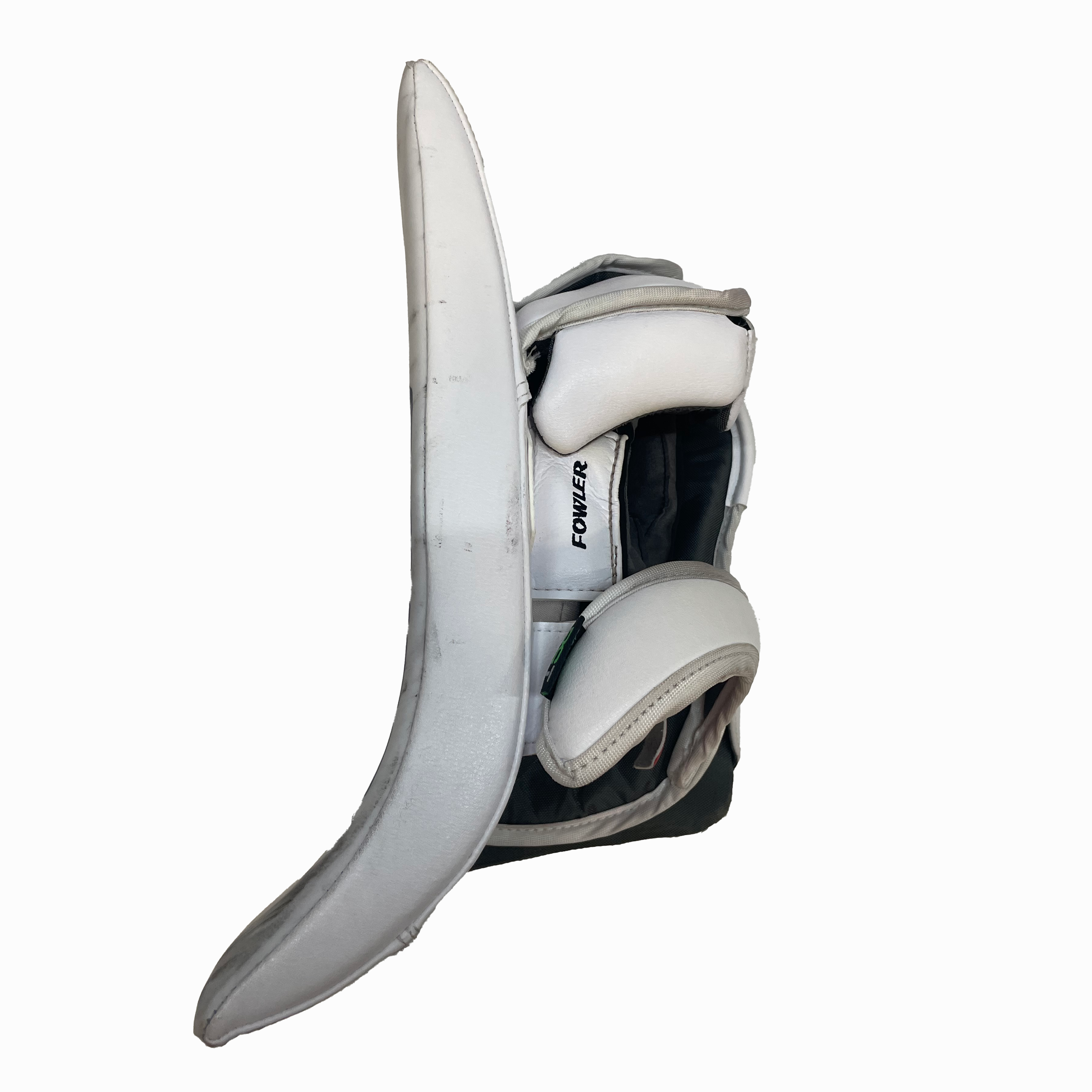 Bauer Vapor Flylite - Used Jacob Fowler NHL Pro Stock Goalie Blocker - Montreal Canadiens (White/Blue/Red)