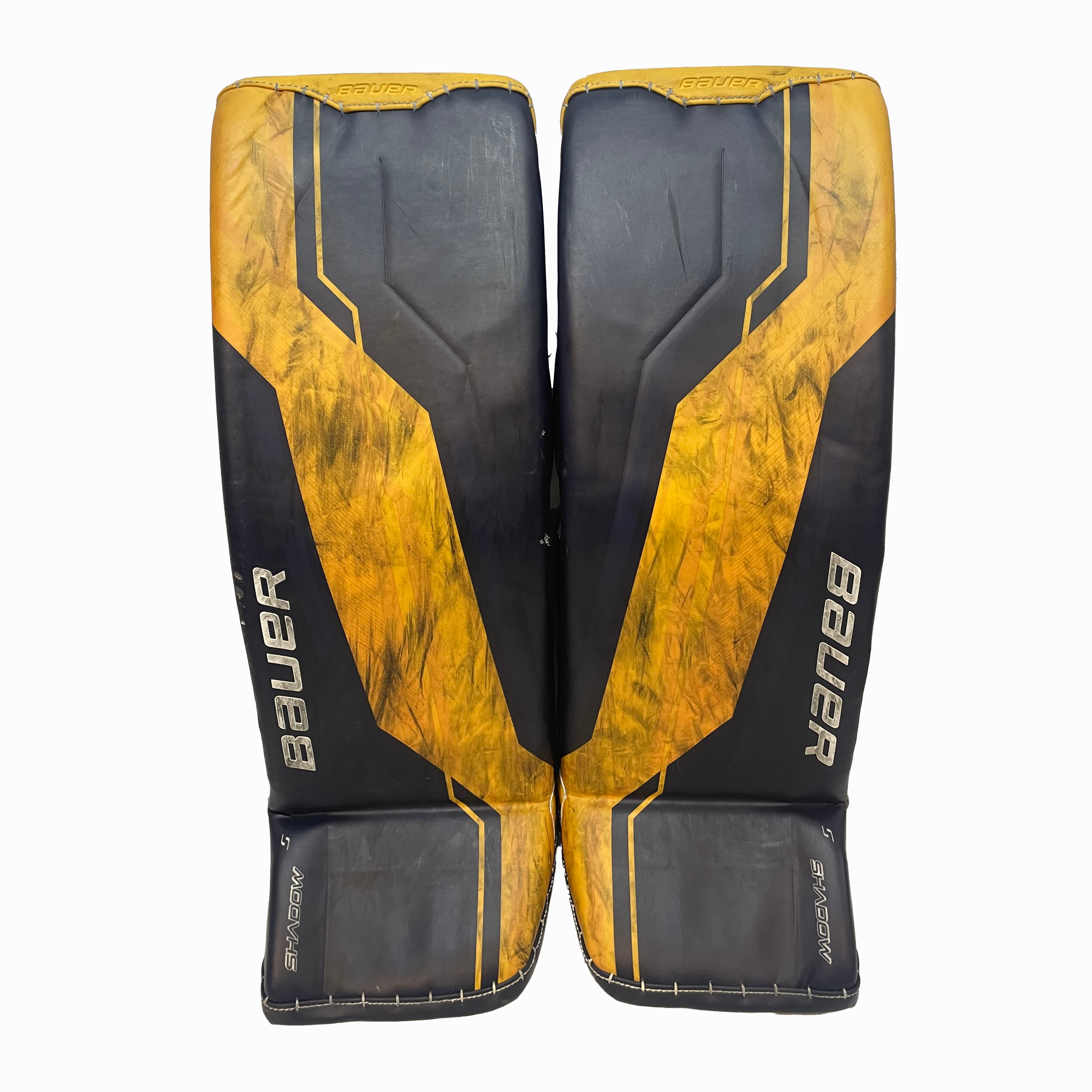 Bauer Supreme Shadow - Used Pro Stock Goalie Pads (Navy/Yellow)