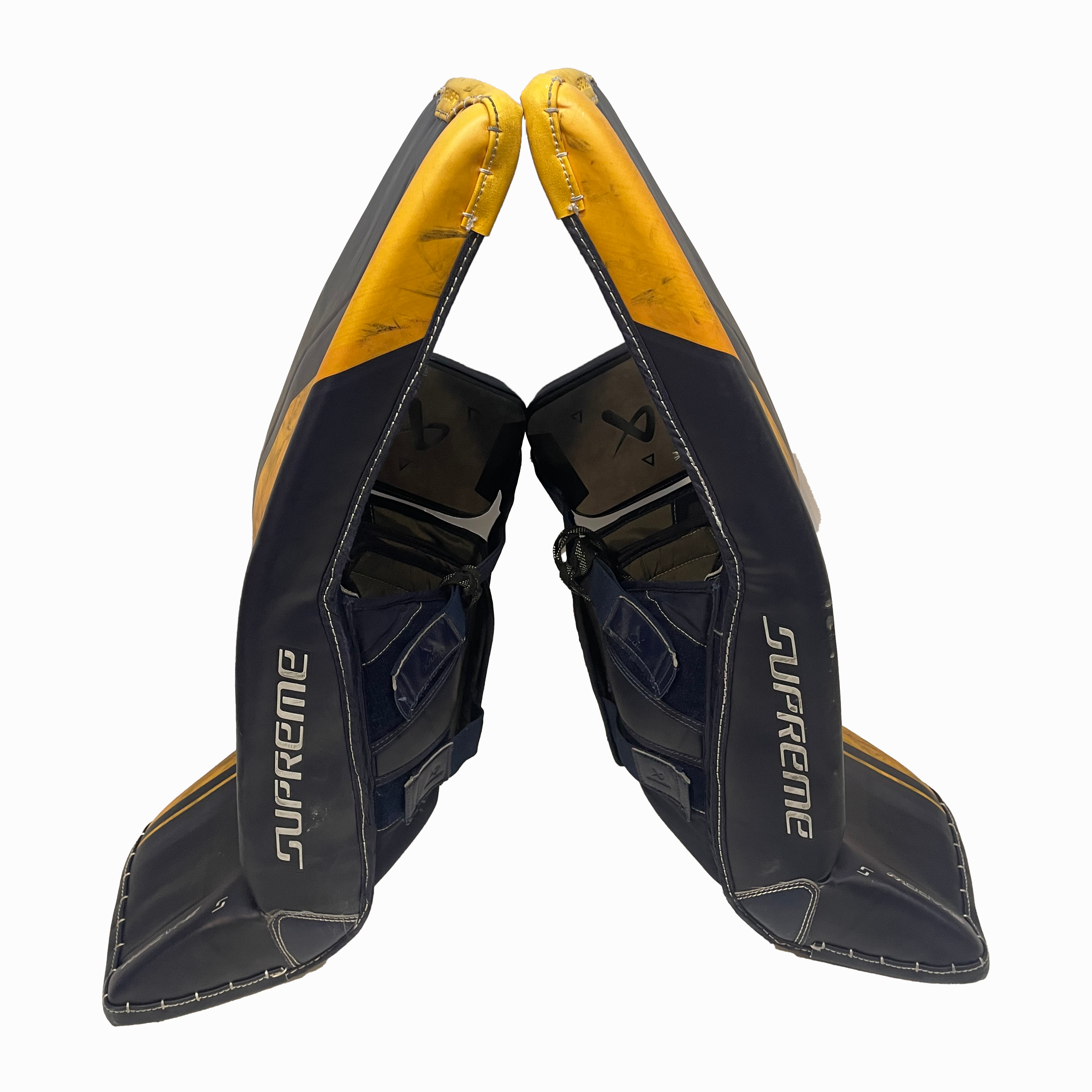 Bauer Supreme Shadow - Used Pro Stock Goalie Pads (Navy/Yellow)