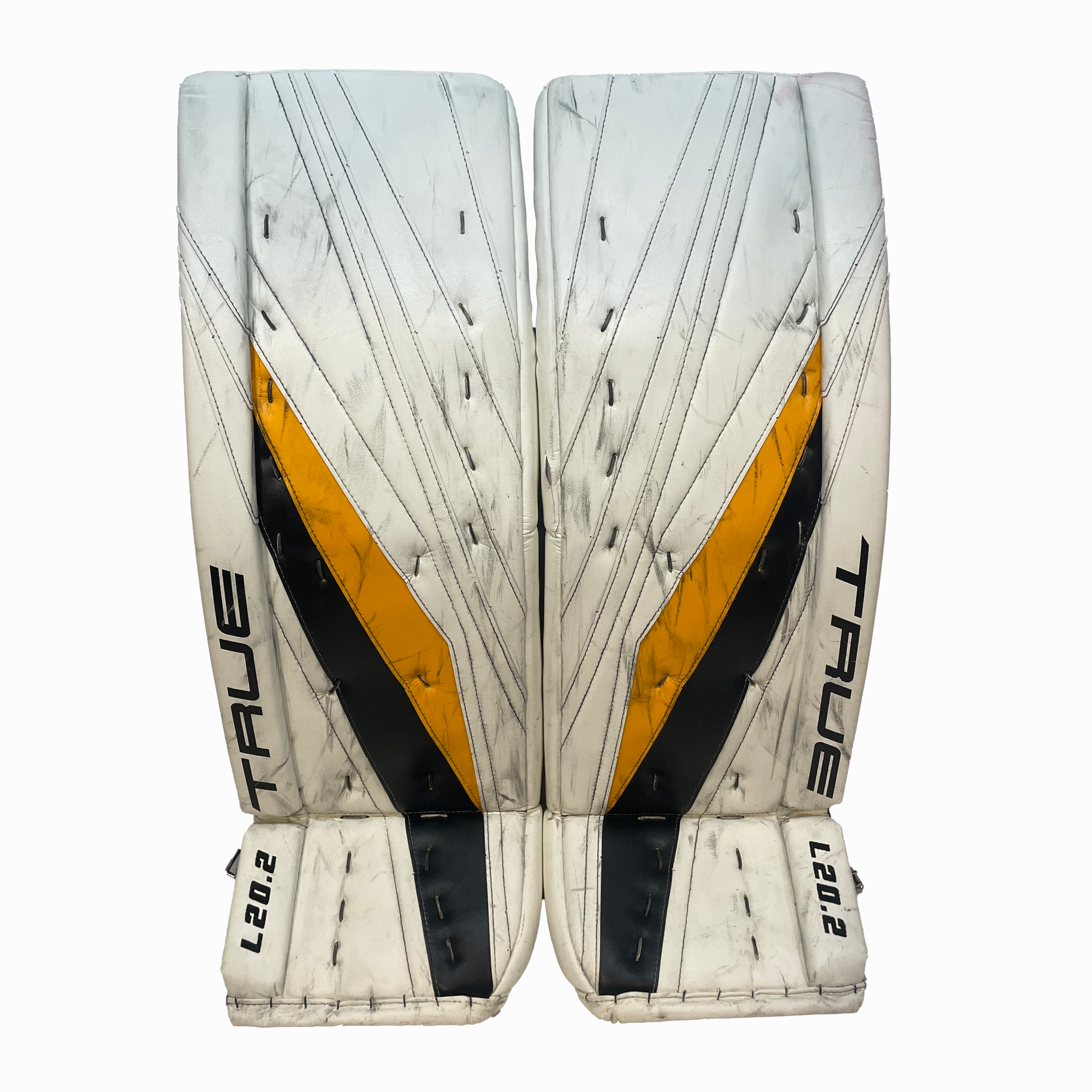 TRUE L20.2 - Used Full Right Pro Stock Goalie Full Set (White/Yellow/Black)