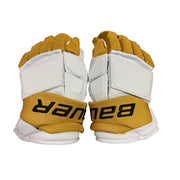 Bauer Supreme Ultrasonic - NHL Pro Stock Hockey Gloves - Jack Eichel (White/Gold/Black)