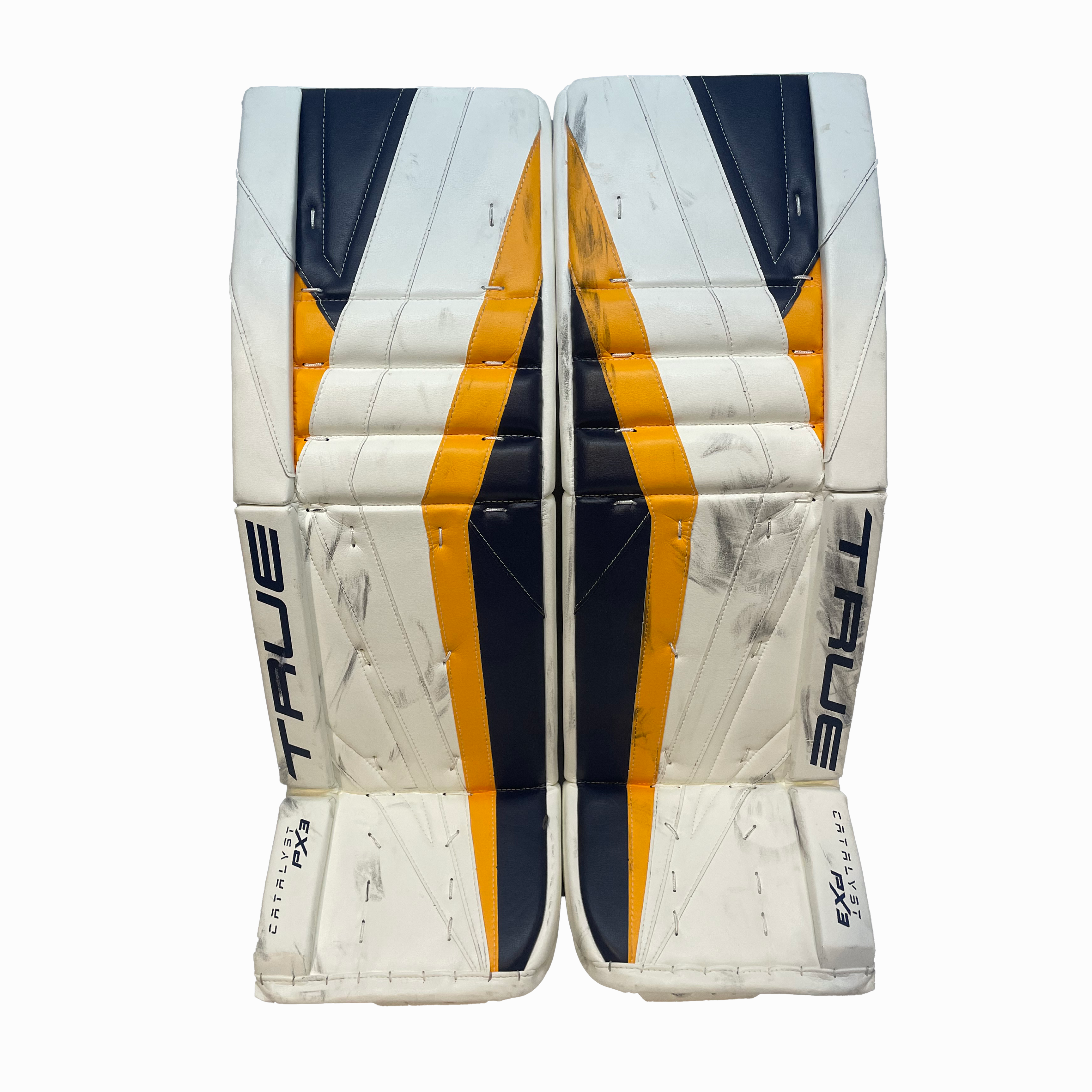 TRUE Catalyst PX3 - Used Pro Stock Goalie Full Set (White/Yellow/Navy)