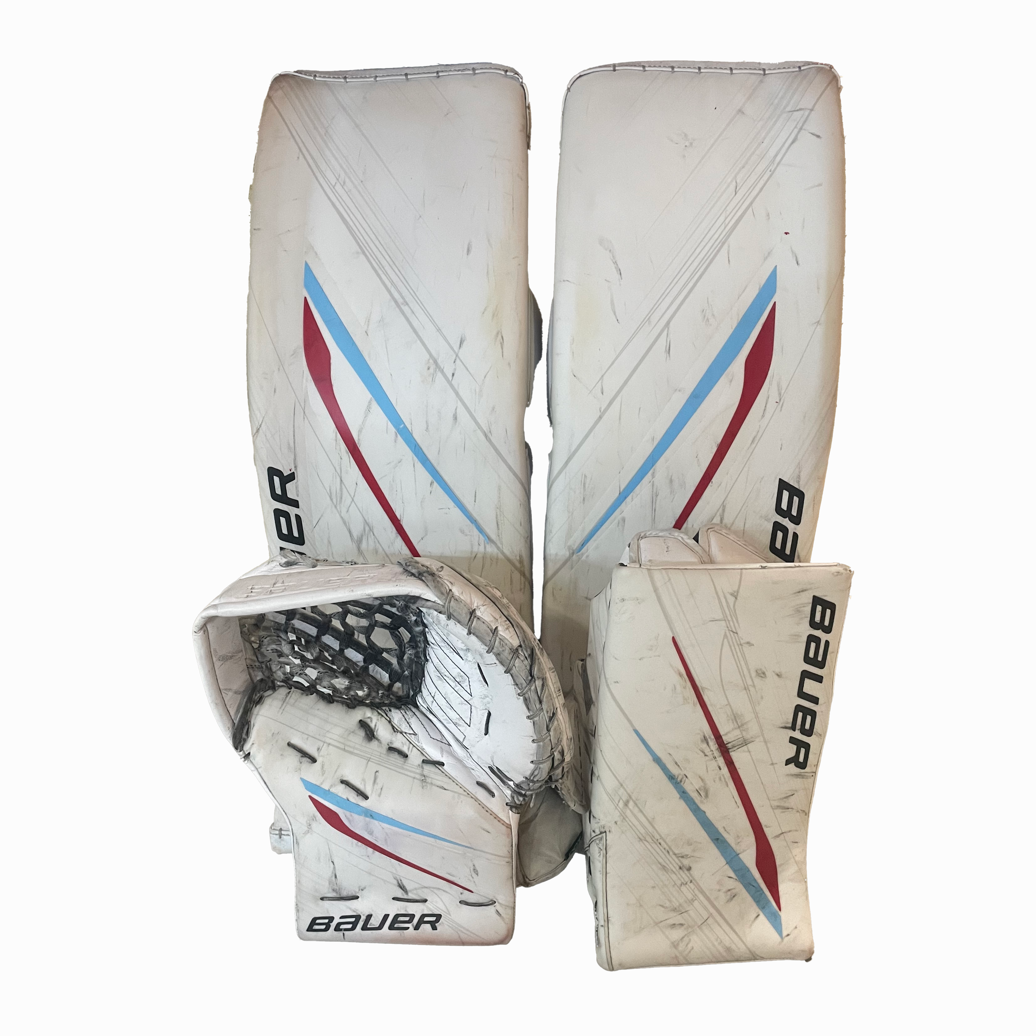 Bauer Vapor Hyperlite 2 - Used Pro Stock Goalie Full Set (White/Red/Powder Blue)