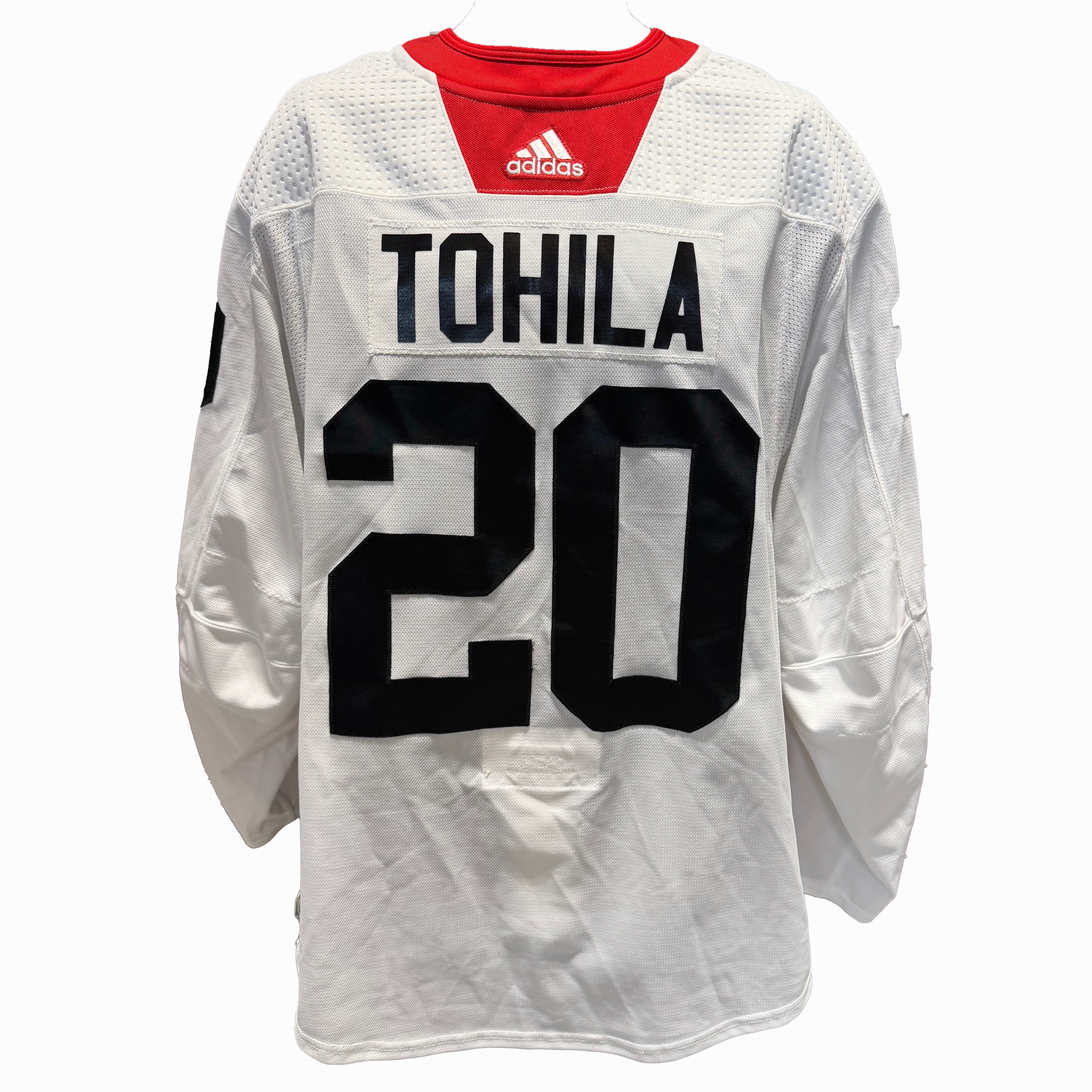 NHL - Used Chicago Blackhawks Adidas Practice Jersey With Namebars (White)