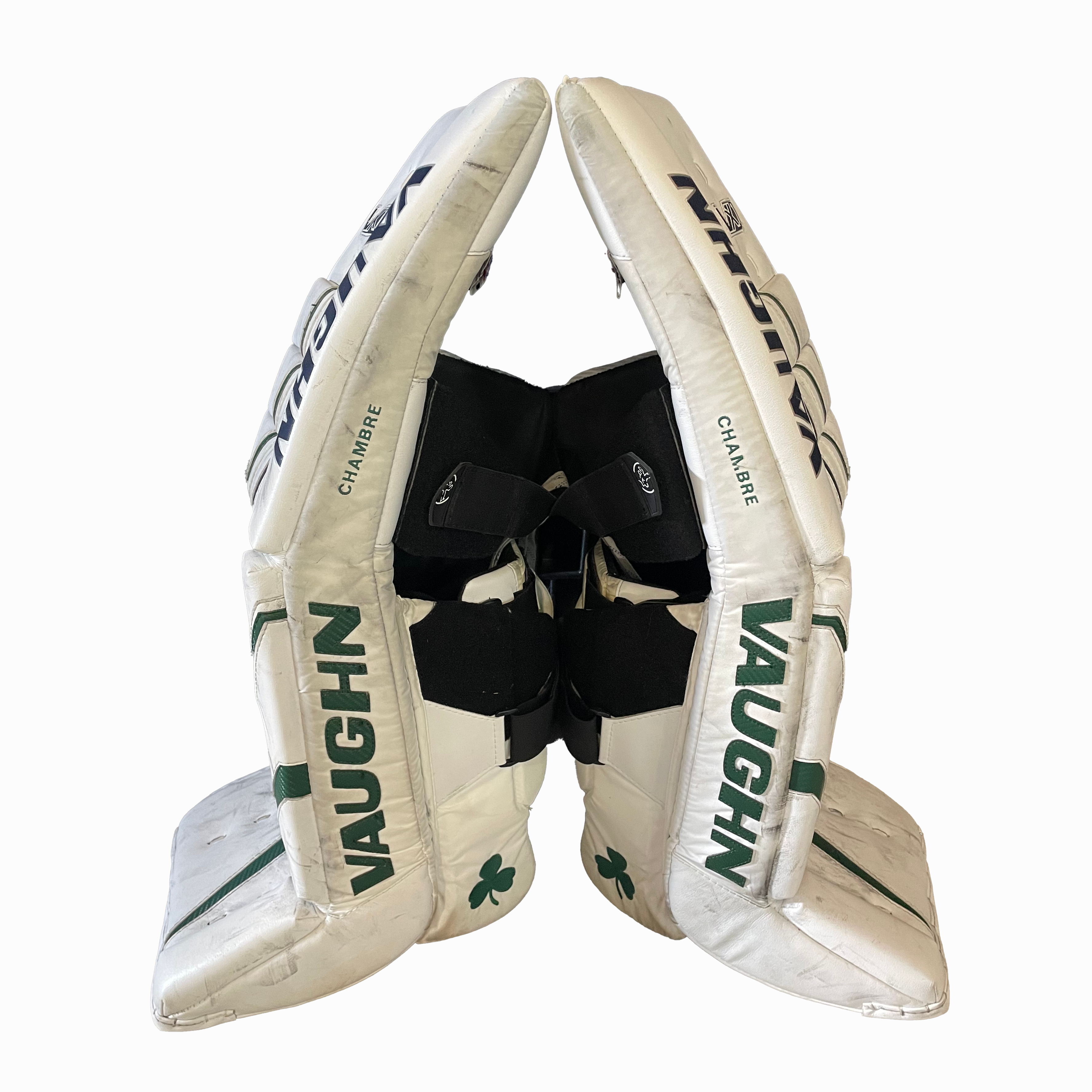 Vaughn Velocity VX1 - Used NCAA Pro Stock Goalie Full Set (White/Green/Navy)