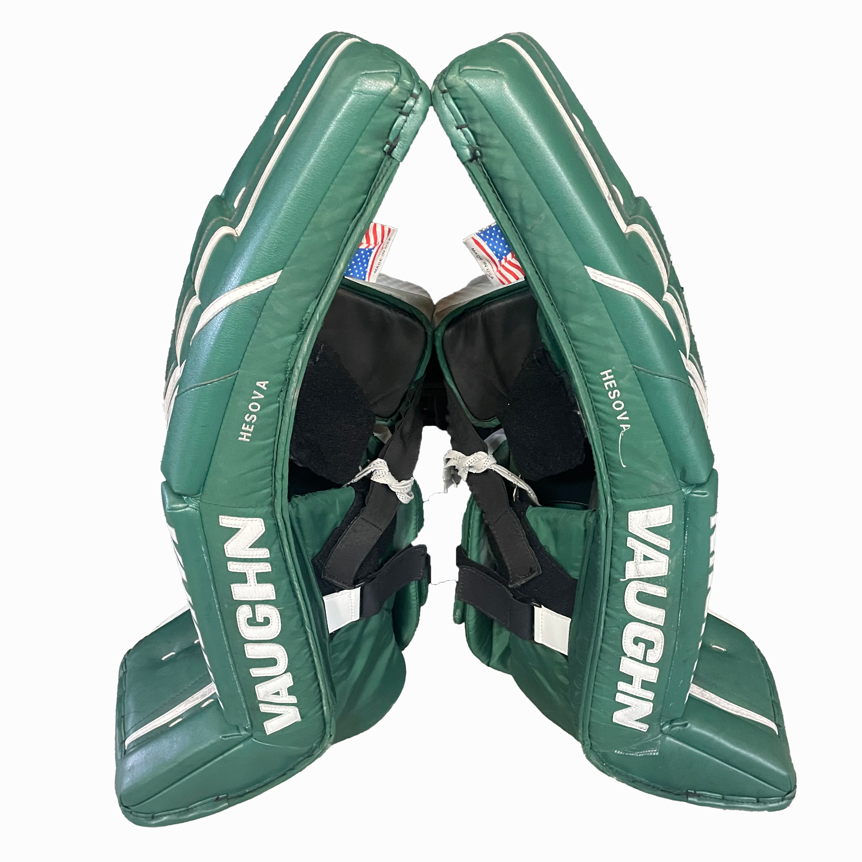 Vaughn Velocity V10 - Used Pro Stock Goalie Pads (Green/White)