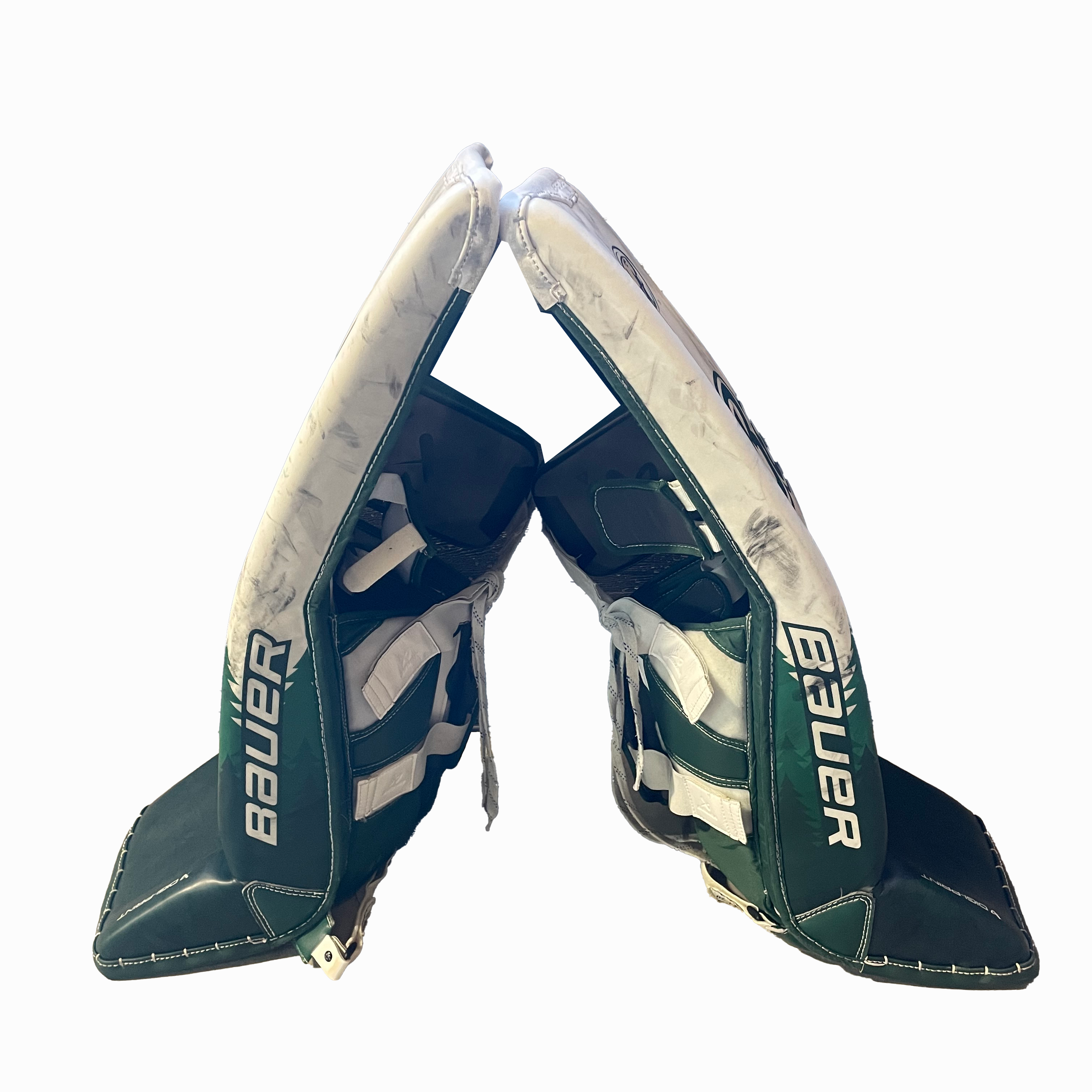 Bauer Supreme Shadow - Used Pro Stock Goalie Pads (White/Green)