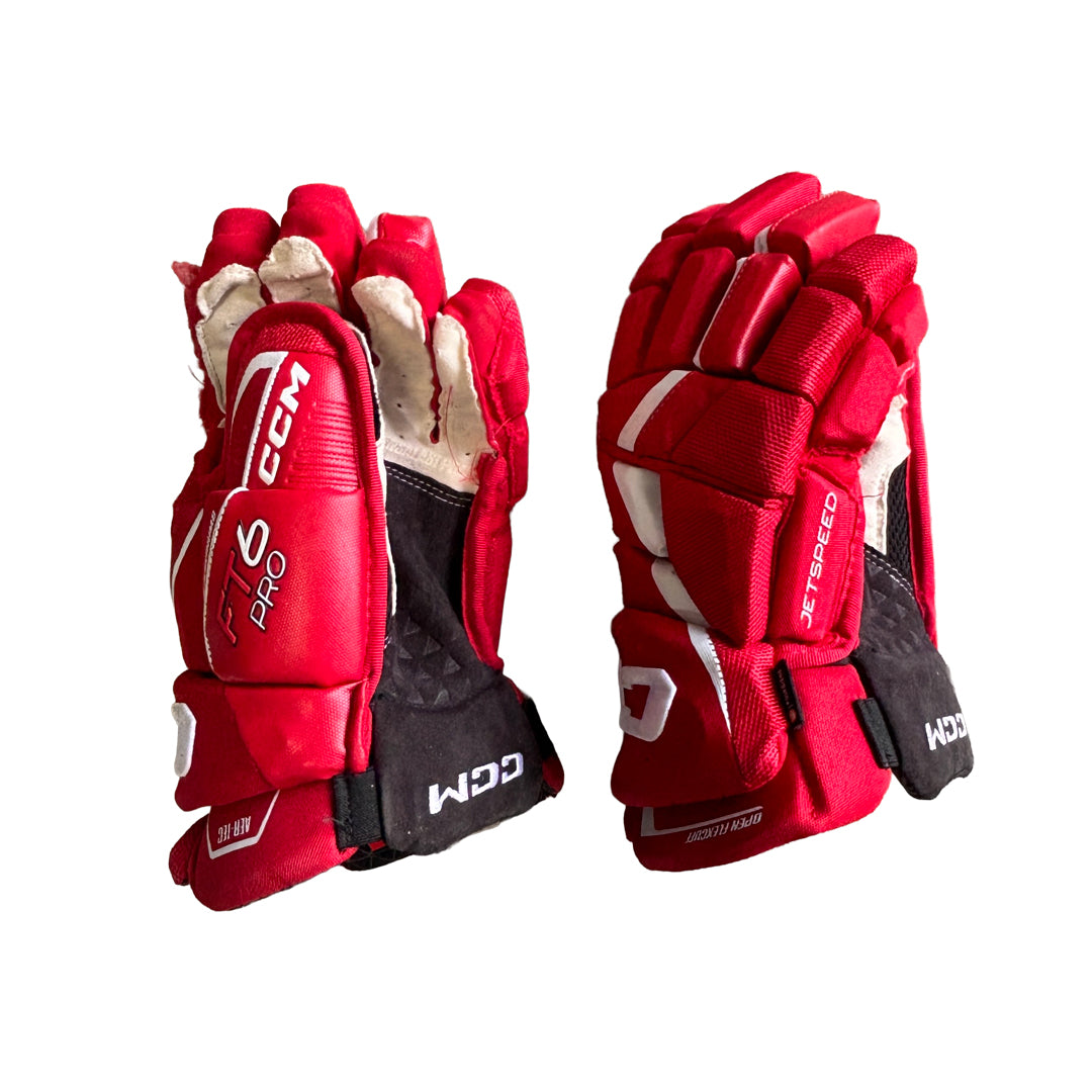 CCM Jetspeed FT6 Pro - Used Pro Stock Hockey Gloves (Red/White)