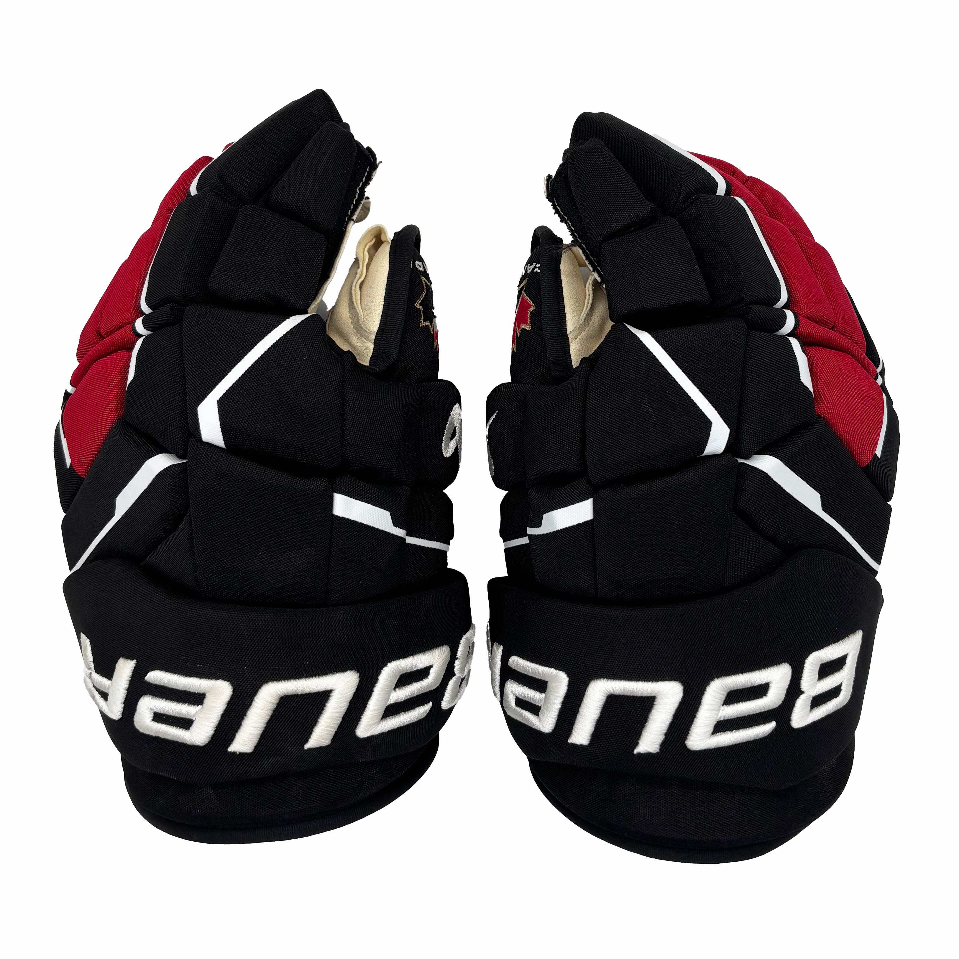 Bauer Supreme Mach - Used Team Canada Pro Stock Hockey Gloves (Black/Red/White)