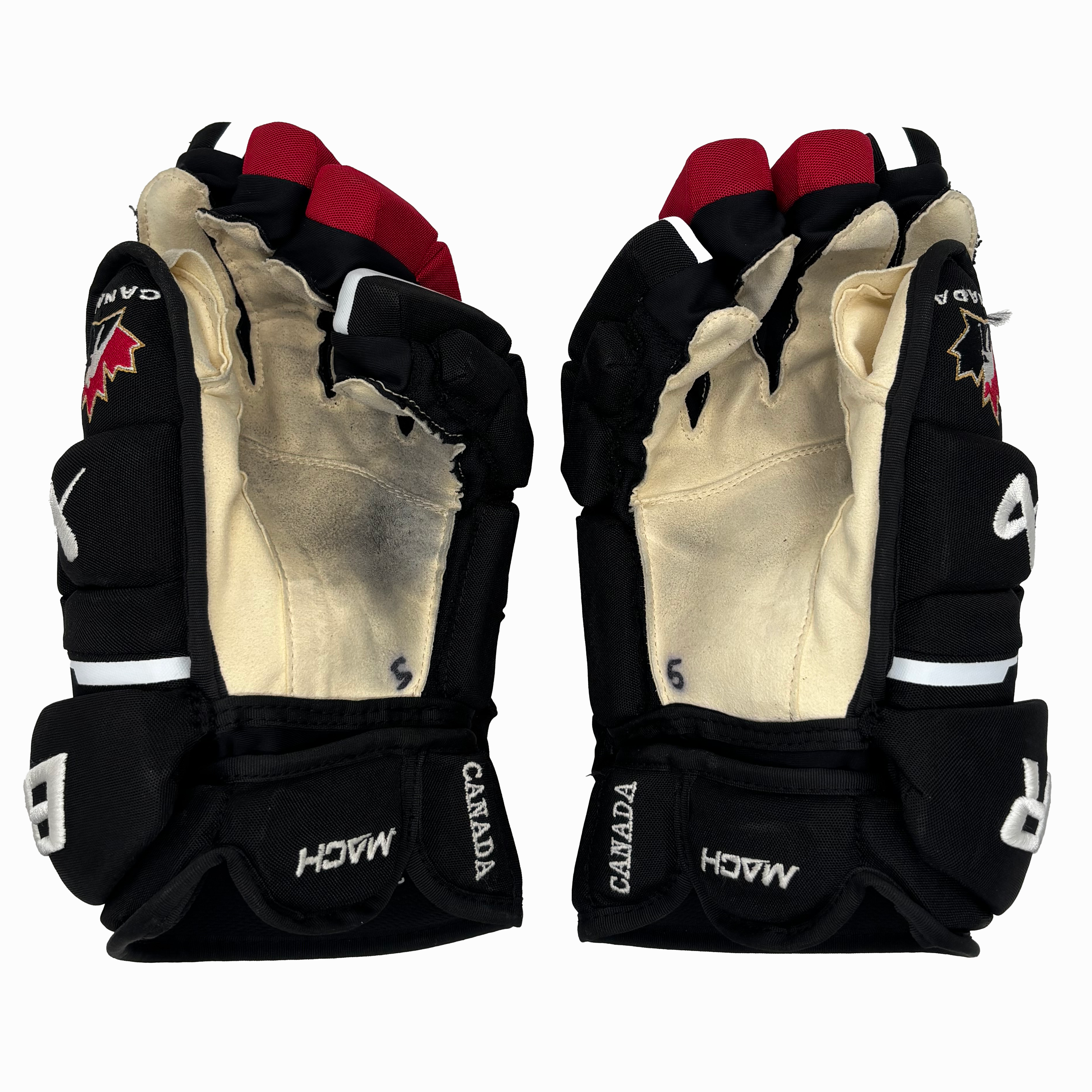 Bauer Supreme Mach - Used Team Canada Pro Stock Hockey Gloves (Black/Red/White)