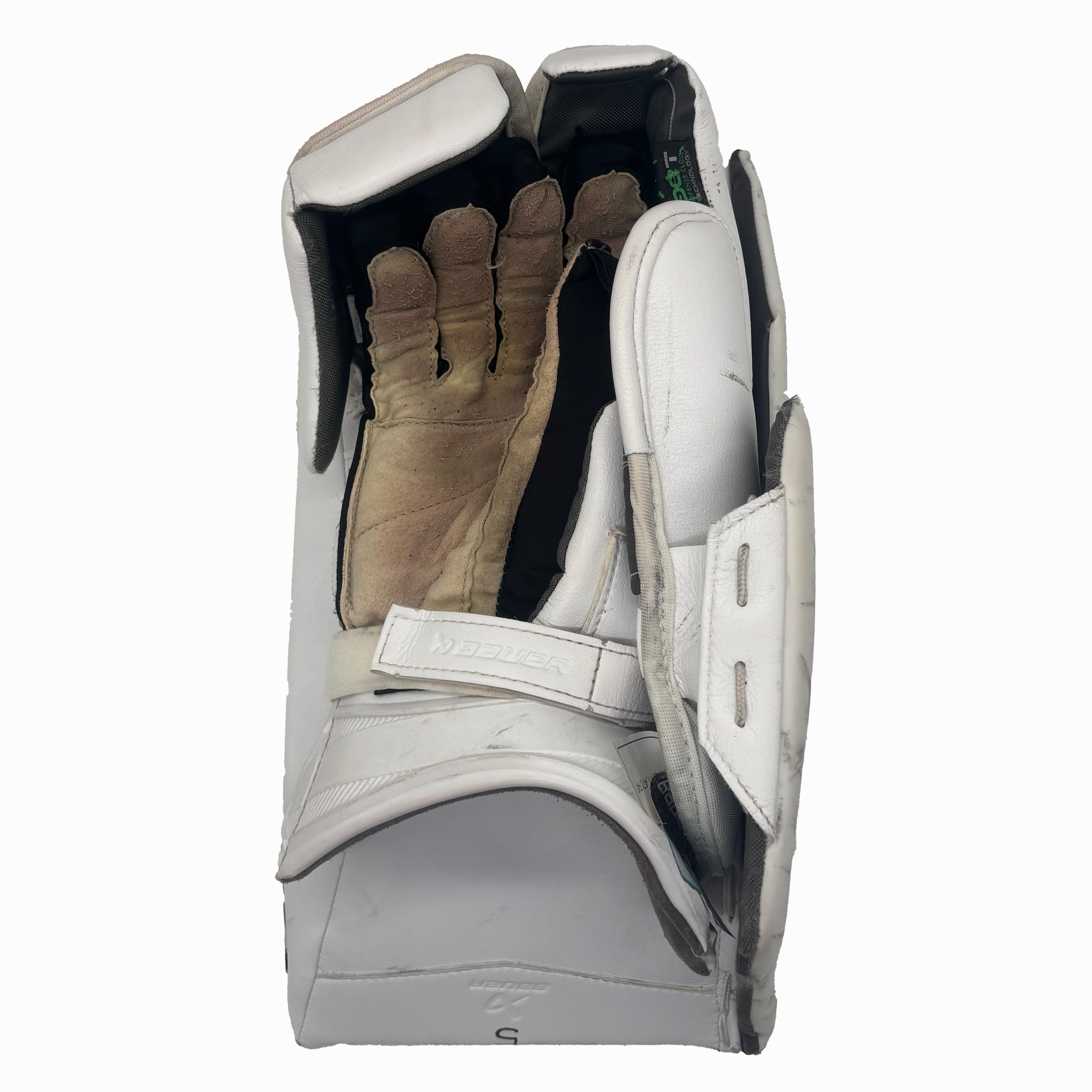 Bauer Vapor Hyperlite 2 - Used NCAA Pro Stock Goalie Blocker (White/Red/Blue)