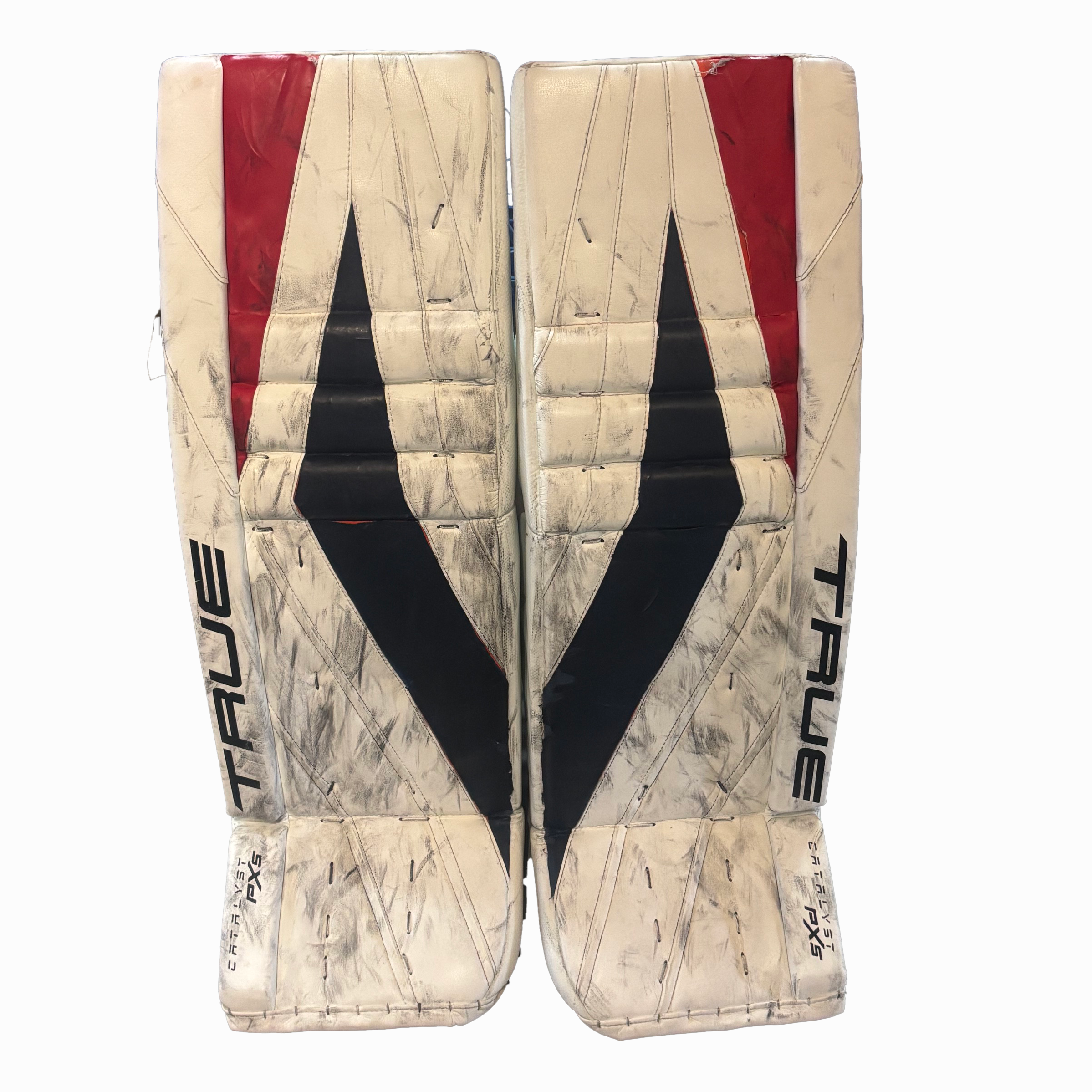 True Catalyst PX5 - Used NHL Pro Stock Goalie Pads - Ivan Fedotov (White/Navy/Red)