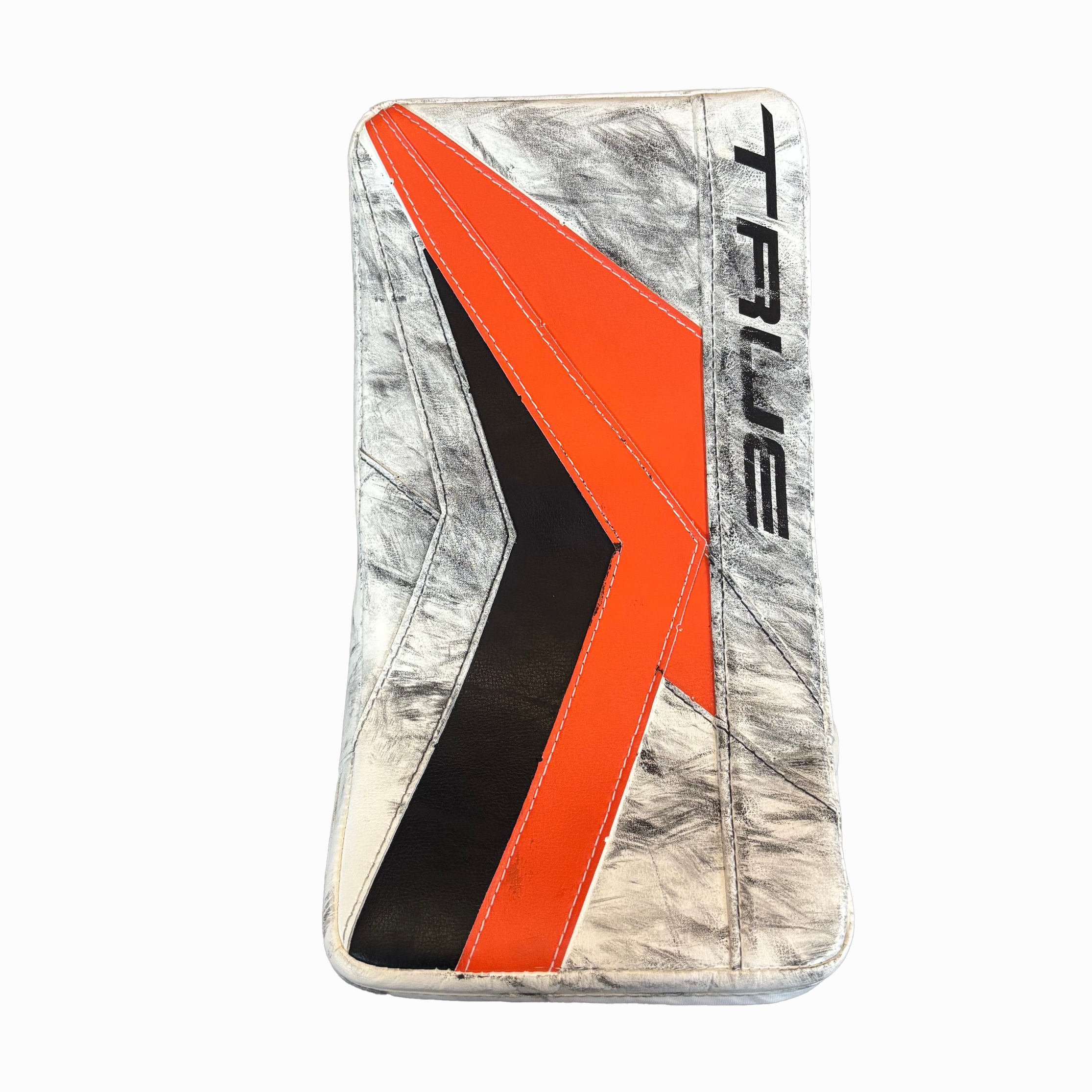 TRUE Catalyst PX3 - Used NHL Pro Stock Goalie Blocker - Ivan Fedotov (White/Orange)