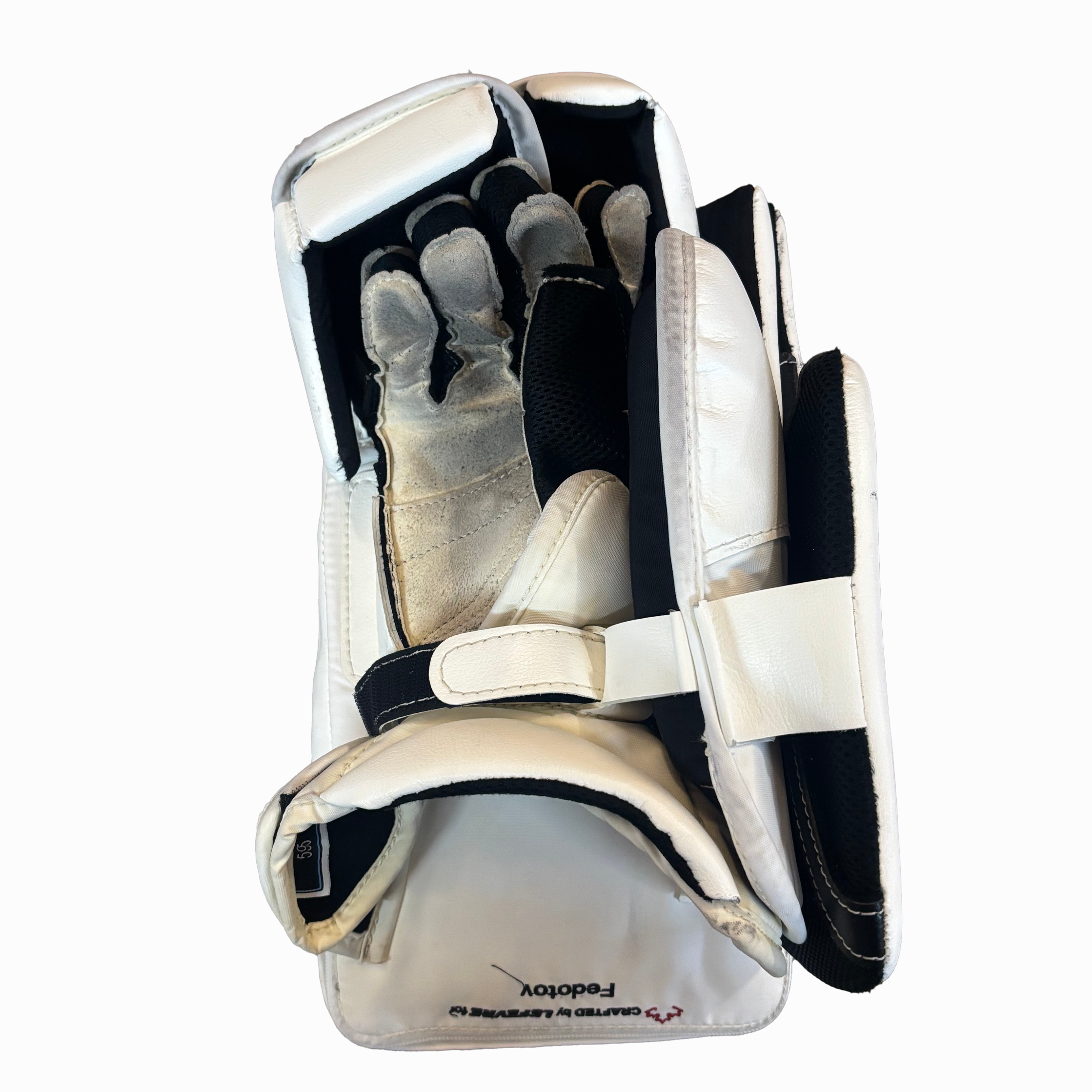 TRUE Catalyst PX3 - Used NHL Pro Stock Goalie Blocker - Ivan Fedotov (White/Orange)