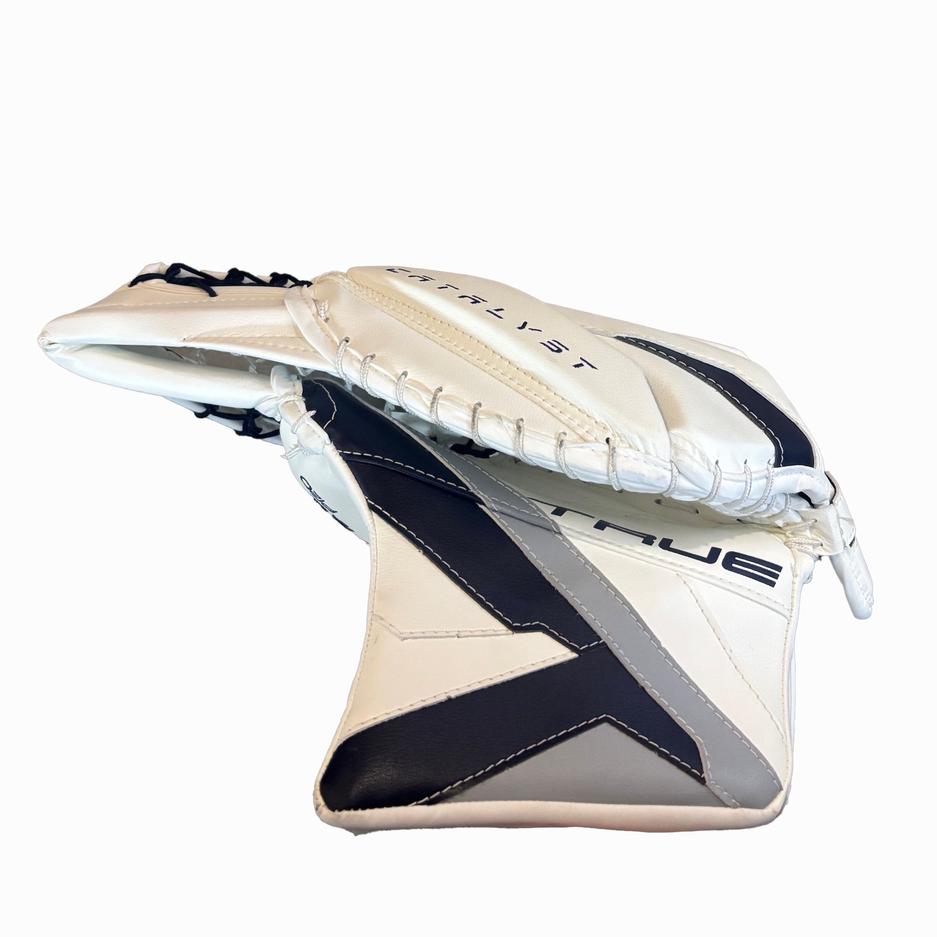 TRUE Catalyst Nitro Pro - New NHL Pro Stock Goalie Glove - Ivan Fedotov (White/Navy/Silver)