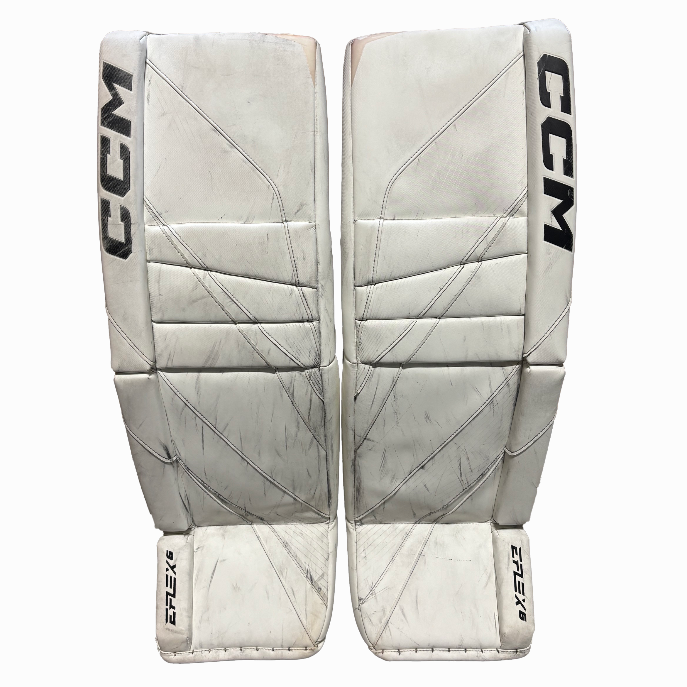 CCM Extreme Flex 6 - Used WHL Pro Stock Goalie Pads (White)