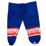 OHL - Chaussette de hockey en tricot athlétique usagée - Thème autochtone (bleu/orange/blanc)