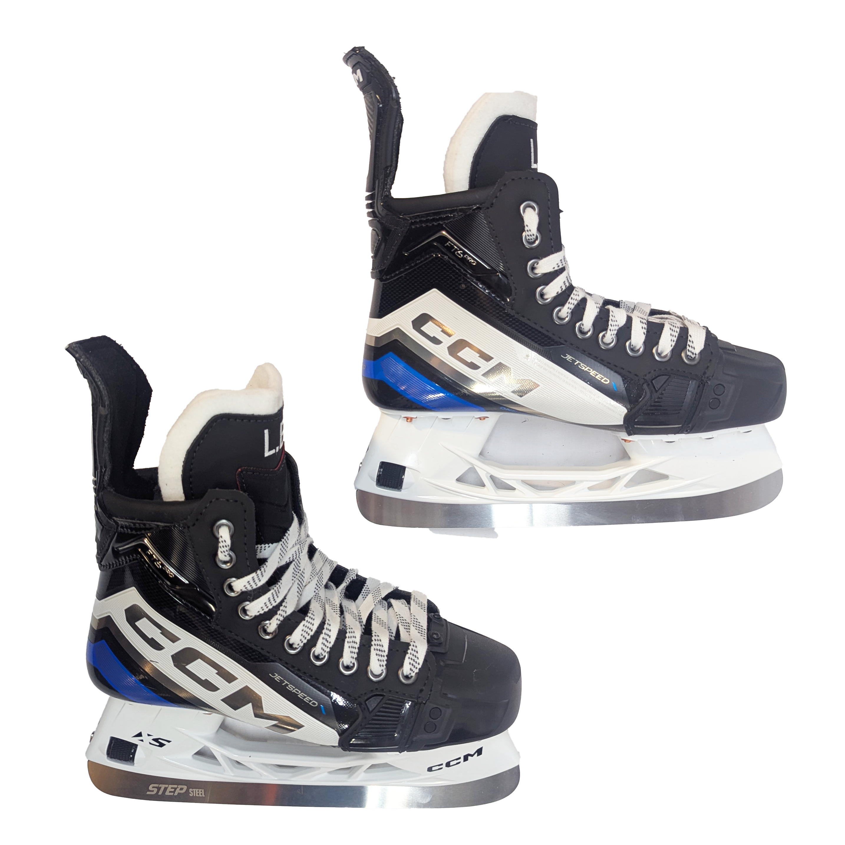 CCM Jetspeed FT6 Pro – Patins de hockey Pro Stock – Taille 7R (Bleu/Blanc)