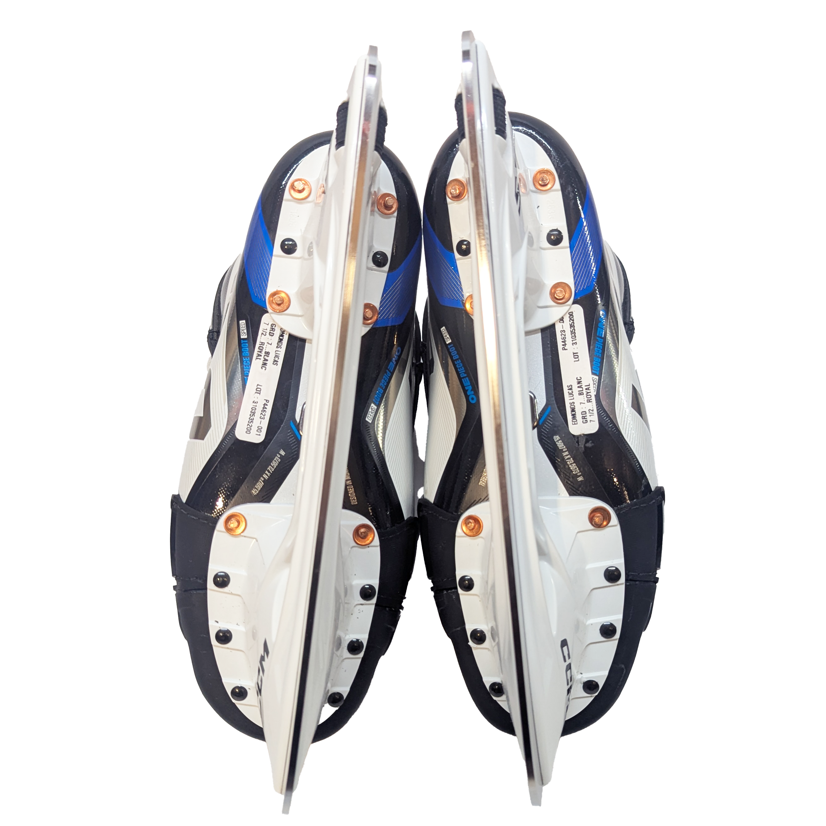 CCM Jetspeed FT6 Pro – Patins de hockey Pro Stock – Taille 7R (Bleu/Blanc)