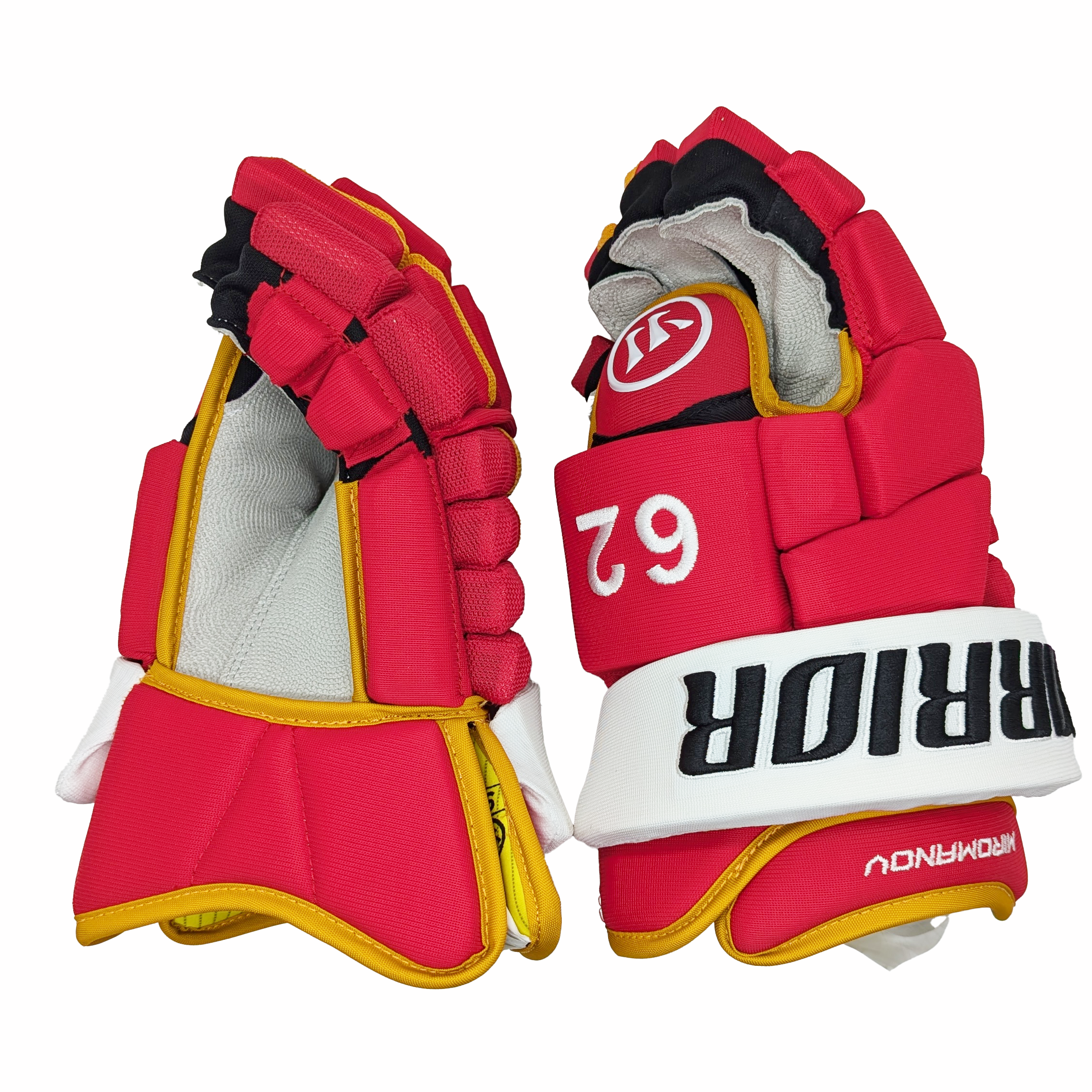 Warrior Alpha FR Pro – Gant NHL Pro Stock – Daniil Miromanov (rouge/jaune)