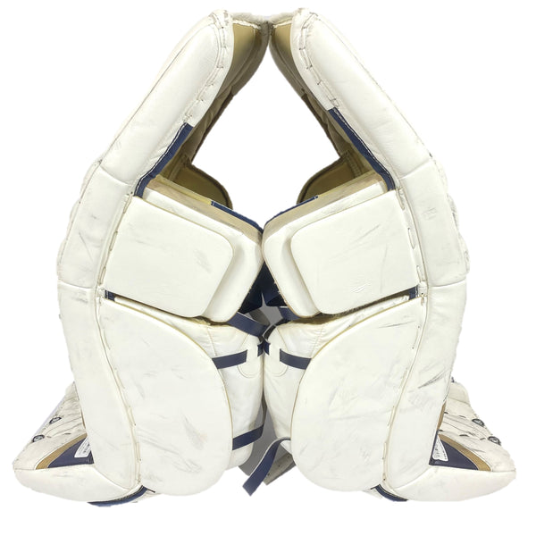 CCM Extreme Flex 4 - Used Pro Stock Goalie Pads - (White/Navy/Gold)