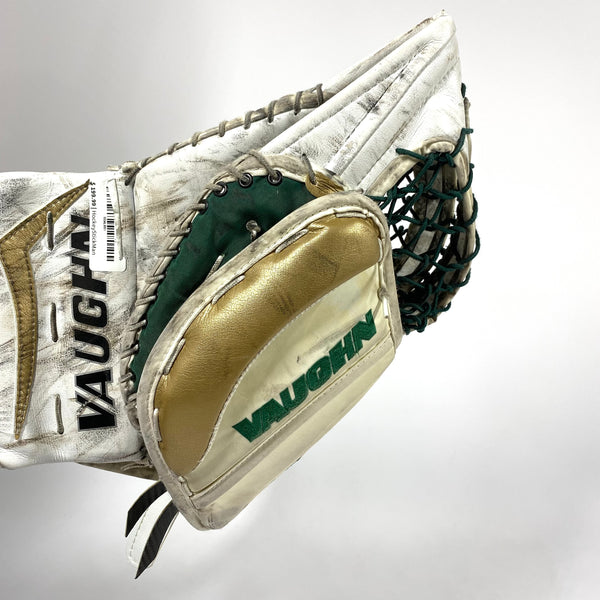 Vaughn V7 XF Carbon - Used Pro Stock Goalie Glove (White/Green/Gold)