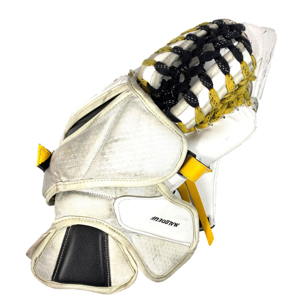 Bauer Vapor HyperLite - Used Pro Stock Goalie Glove (White/Yellow/Black)