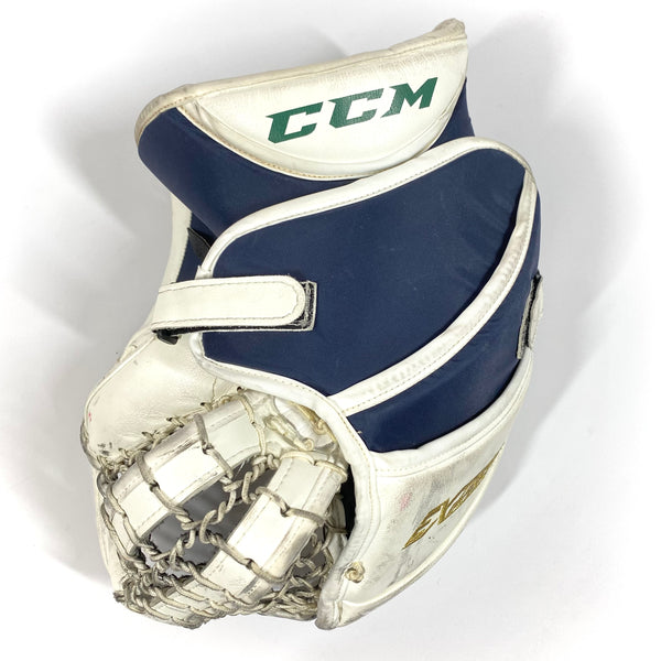 CCM Extreme Flex 4 - Pro Stock Goalie Glove - (White/Green/Navy/Gold)