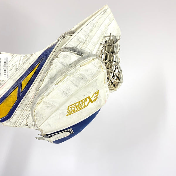 CCM Extreme Flex 4 - Pro Stock Goalie Glove - (White/Green/Navy/Gold)