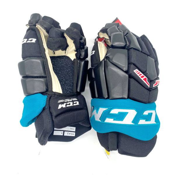 CCM HG42 - WHL Pro Stock Glove (Black/Teal/White/Red)