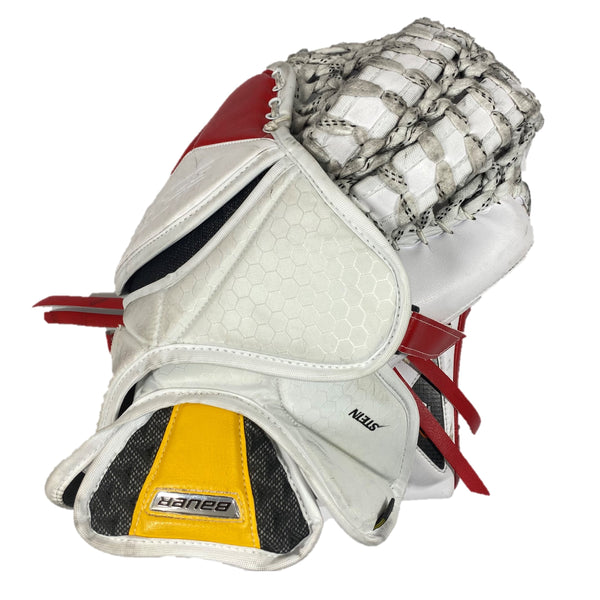 Bauer Supreme 2S pro - Used Pro Stock Goalie Glove (White/Red/Yellow)