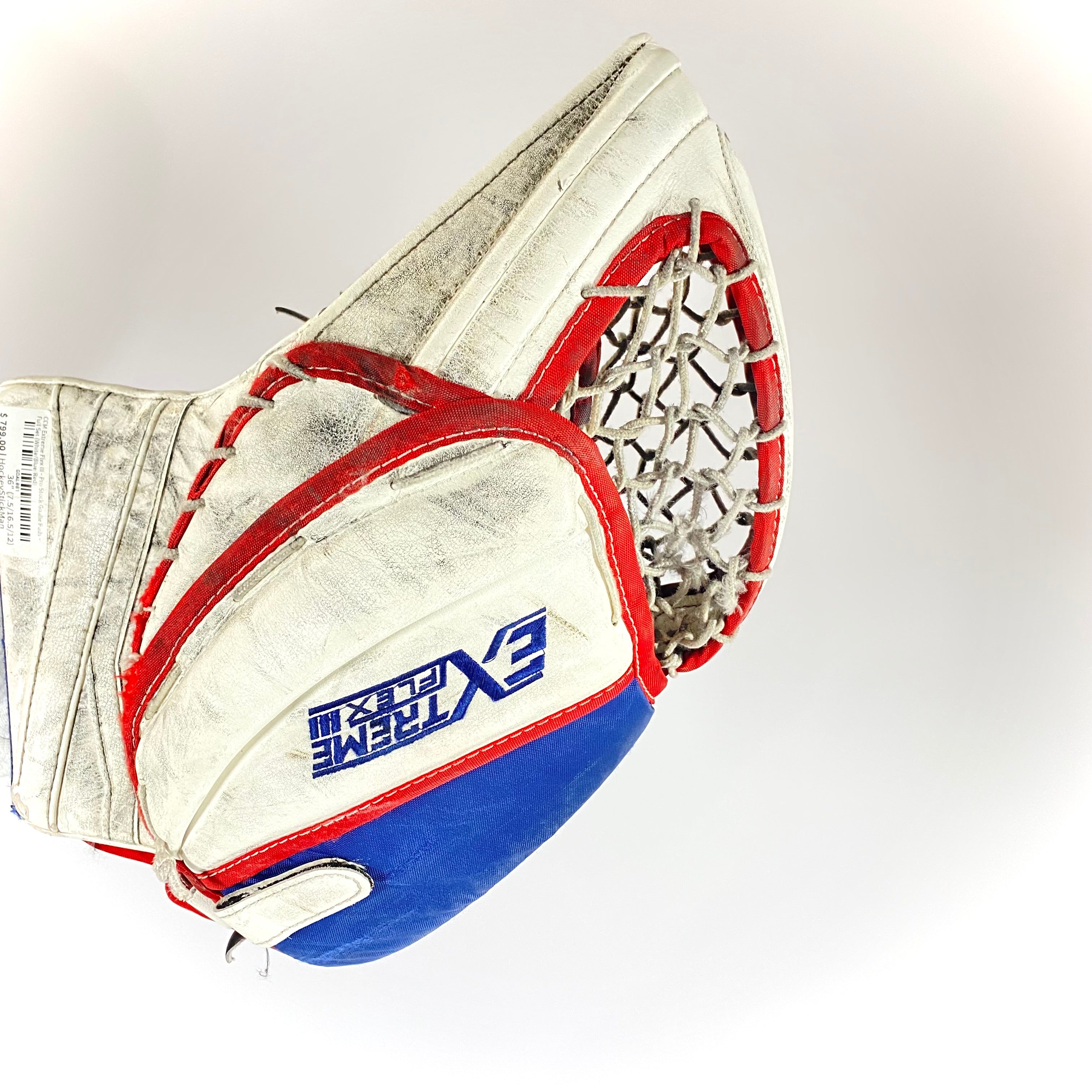 CCM Extreme Flex III - Used Pro Stock Goalie Pads - Full Set (White/Blue/Red)