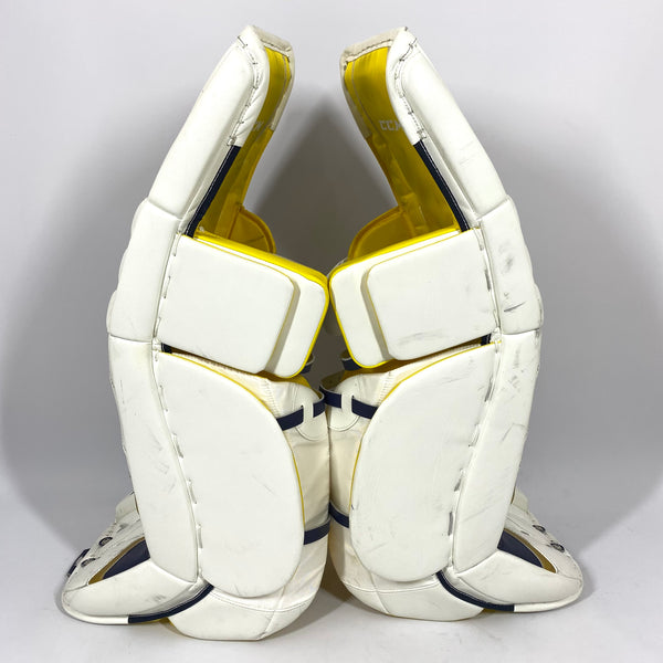 CCM Extreme Flex 4 - Used NCAA Pro Stock Senior Goalie Pads (White/Gold)