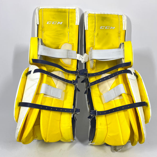 CCM Extreme Flex 4 - Used NCAA Pro Stock Senior Goalie Pads (White/Gold)