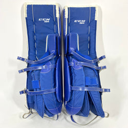 CCM Extreme Flex III - Used NCAA Pro Stock Senior Goalie Pads (White/Blue/Red)