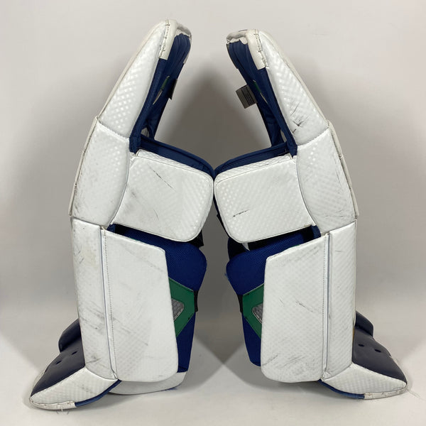 Vaughn Pro Custom - Used NCAA Pro Stock Goalie Pads (White/Blue/Gold)