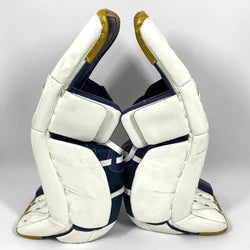 Extreme Flex 5 - Used NCAA Pro Stock Goalie Pads (White/Blue/Gold)