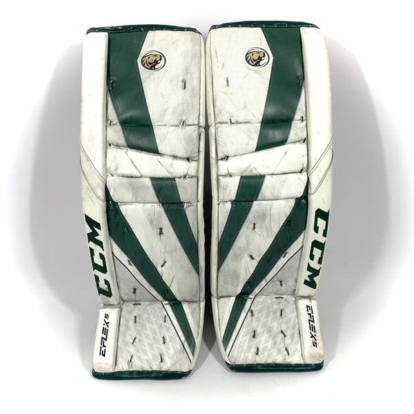 CCM Extreme Flex 5 - Used Pro Stock Goalie Pads (White/Green)