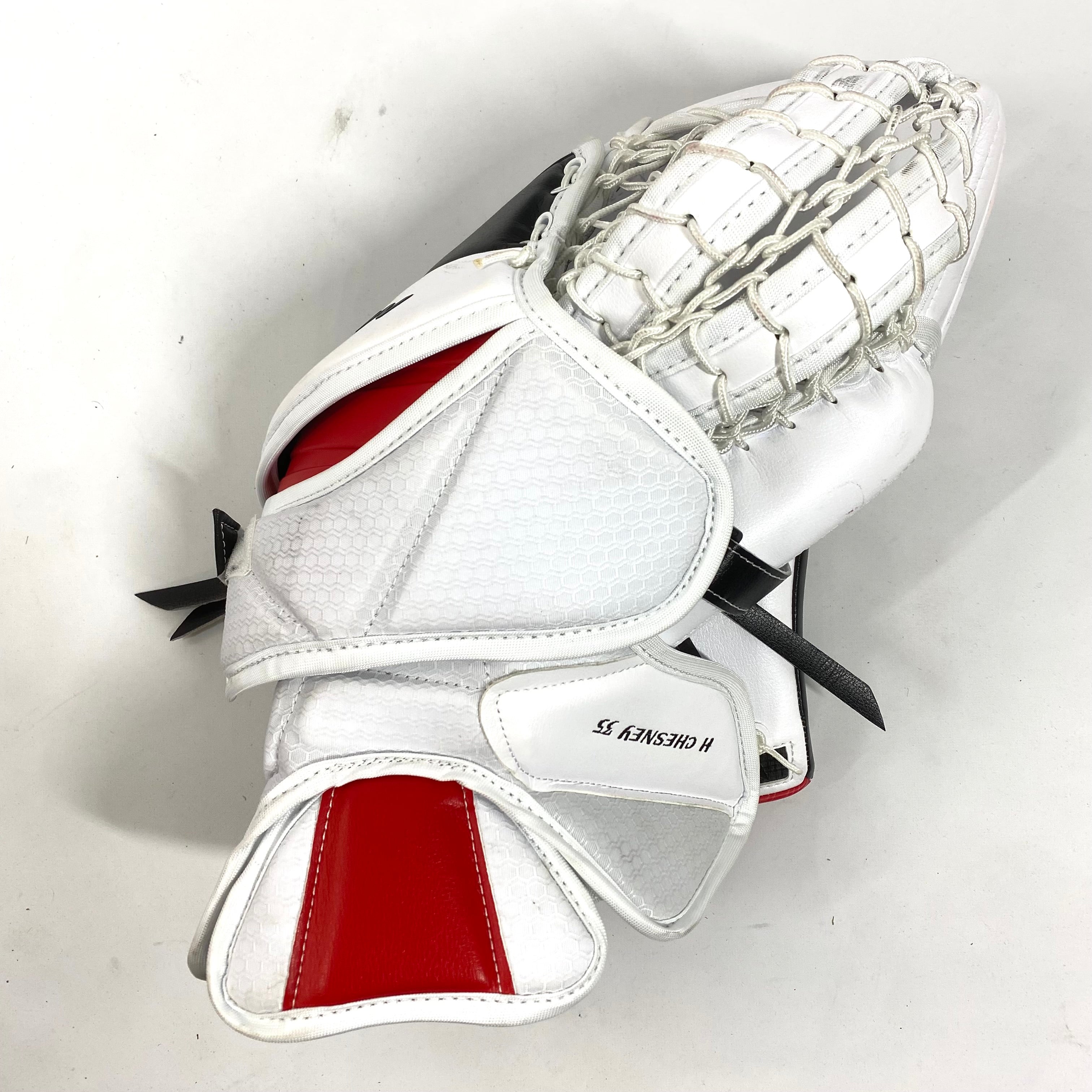 Bauer Supreme Mach - Gant de gardien Pro Stock d'occasion - (Blanc/Rouge/Noir)