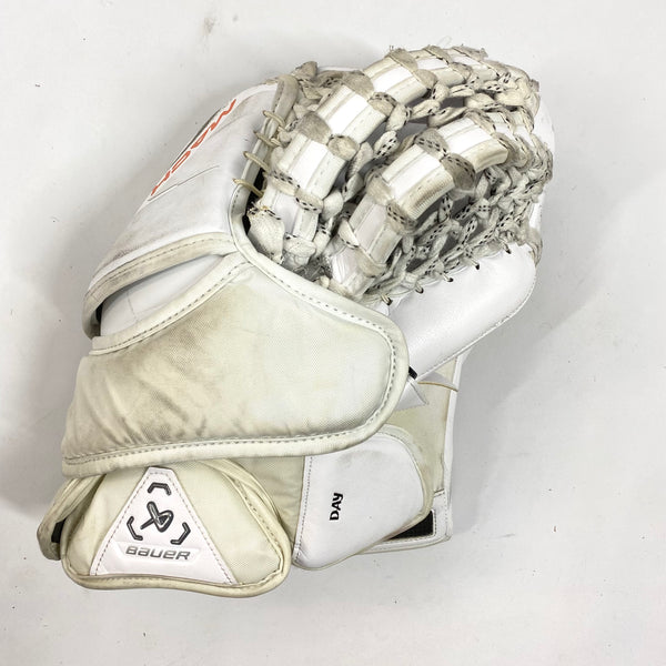 Bauer Supreme Mach - Used Pro Stock Goalie Glove - (White/Orange)