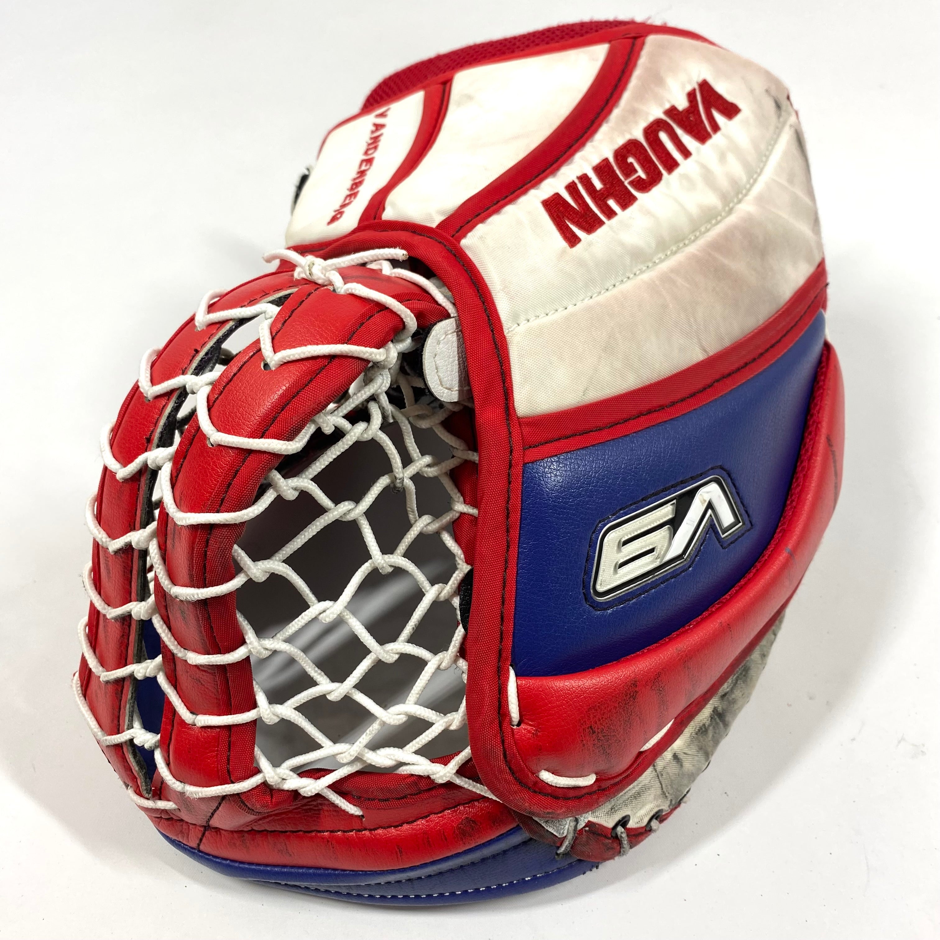 Vaughn Velocity V9 - Gant de gardien de but Pro Stock d'occasion (rouge/bleu/blanc)